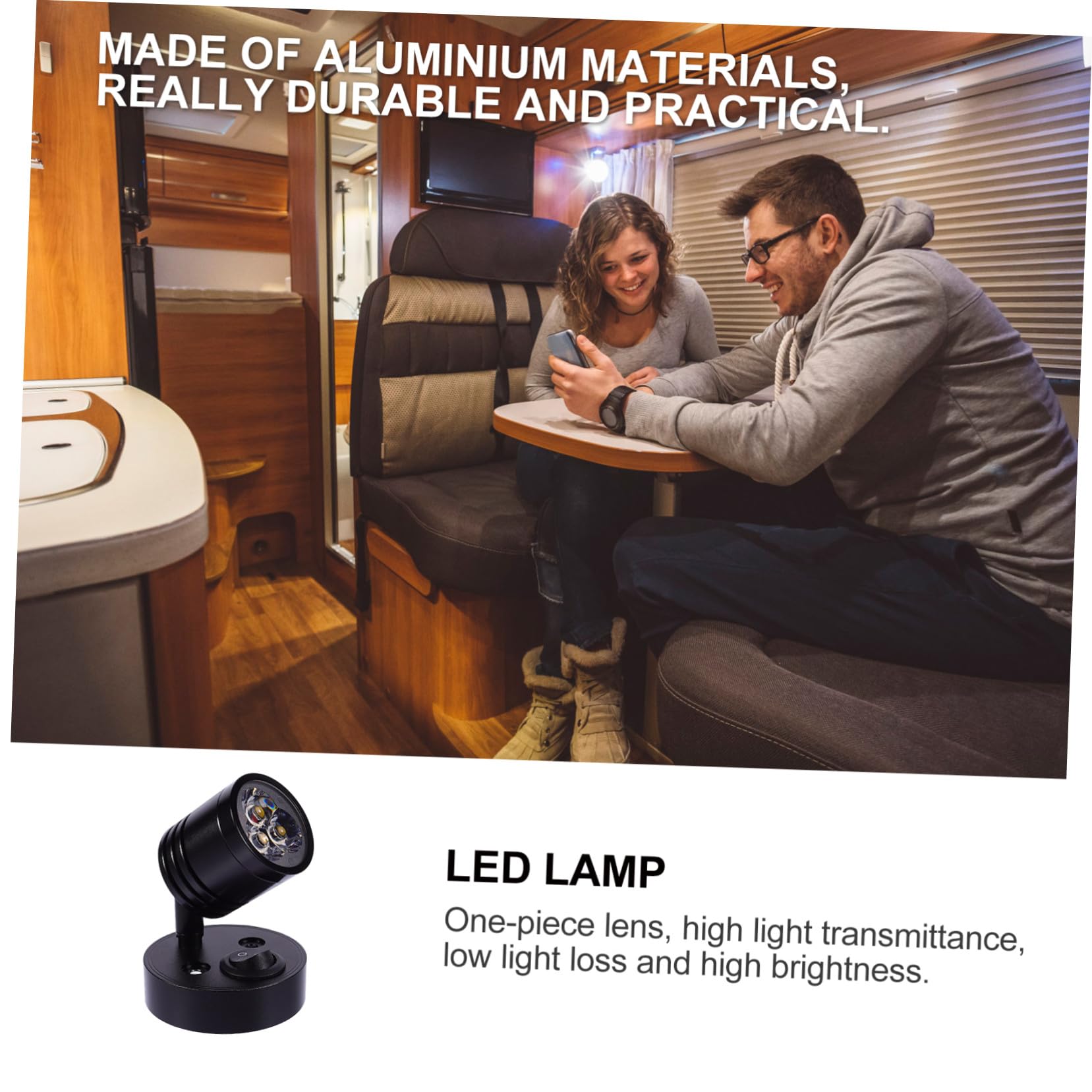 Hemobllo Plafonnier Corps Réglable LED 12v pour Camping-car en Aluminium Noir Lampe Murale LED et Protection Environnementale, Éclairage Intérieur Polyvalent