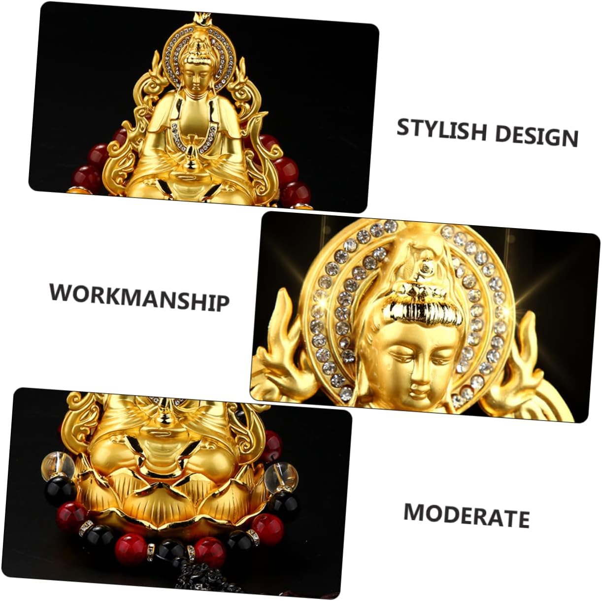 Car Kwan-yin Aroma Diffuser Figurine Elegant Essential Oil Holder for Vehicle Perfume Decoration Double-sided Design Safe and Stylish Air Freshener for Car and Home