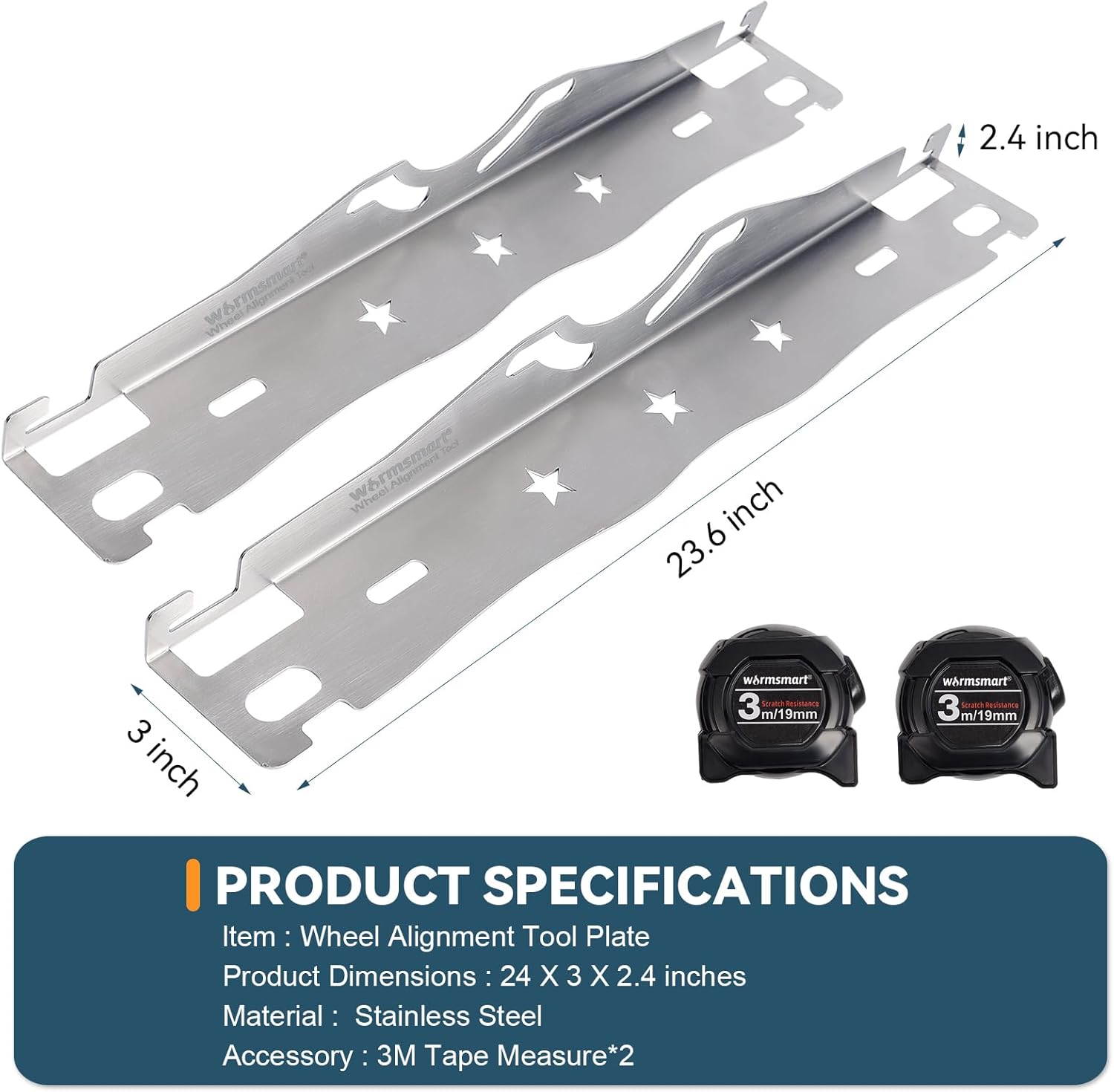 Wheel Alignment Tool,Alignment Tool with 2 Tape Measures for Fast Accurate Camber/Toe Readings,Stainless Steel Wheel Alignment kit for Cars, SUVs and Light Trucks