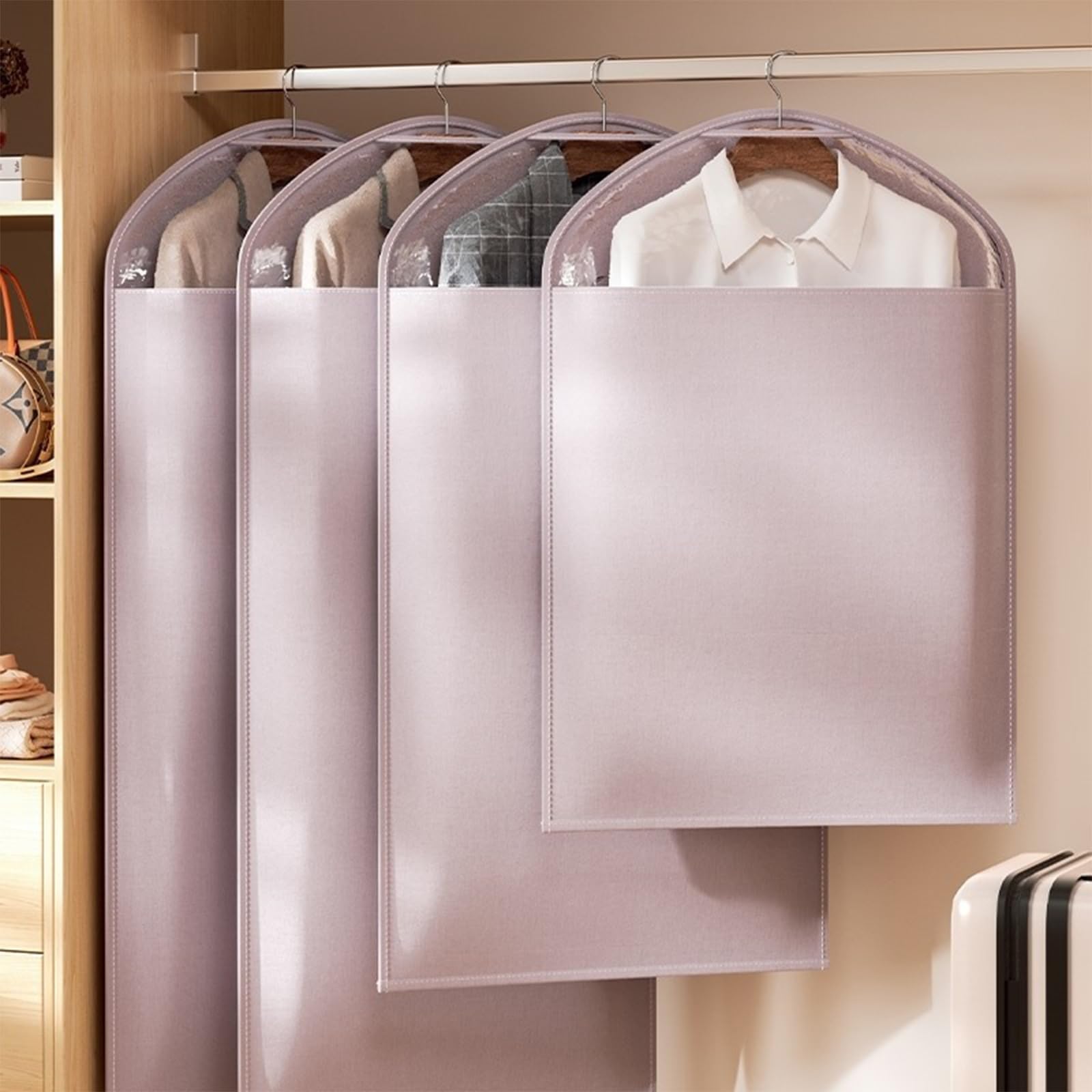 Fundas Ropa (Paquete de 5) para Viajes y Almacenamiento, Funda Traje con Cremallera y Ventana Transparente Visible(59 * 108cm/23 * 43in)
