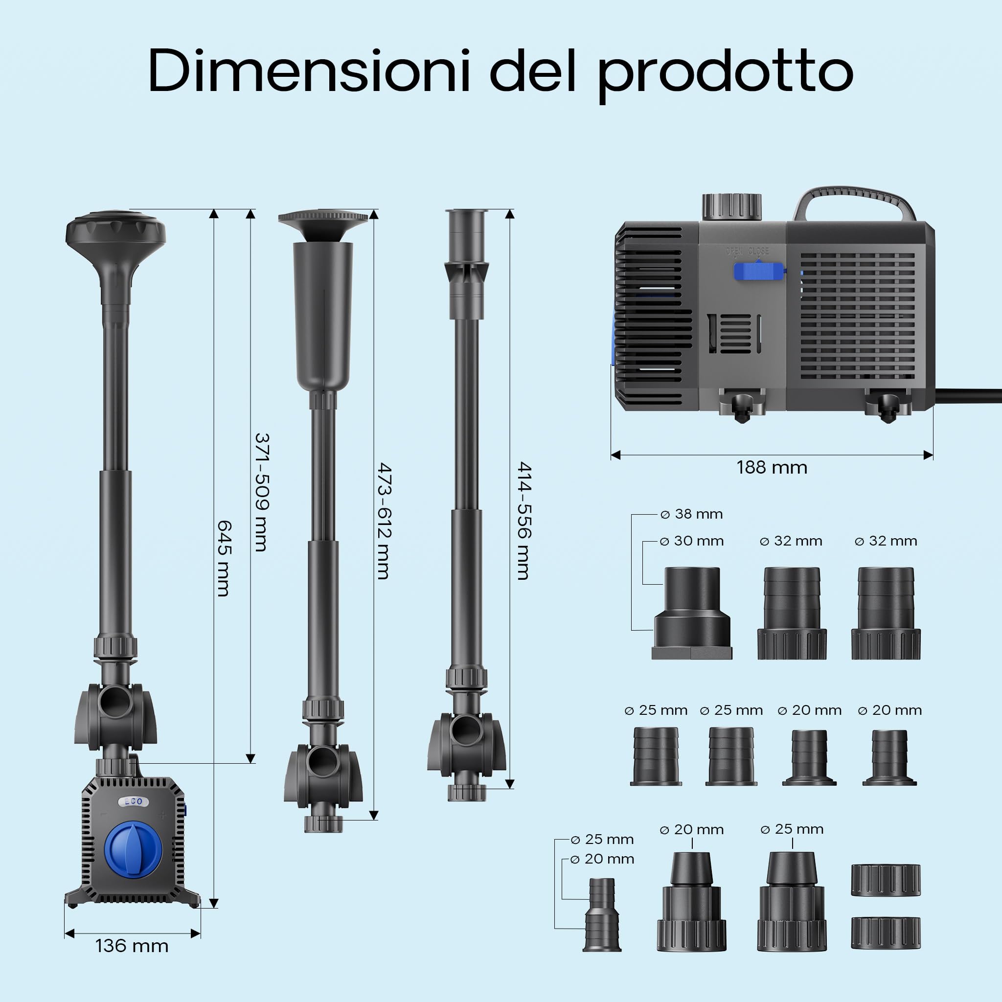SunSun CTP-5003 SuperECO Pompa fontana regolabile 5000l/h 30W