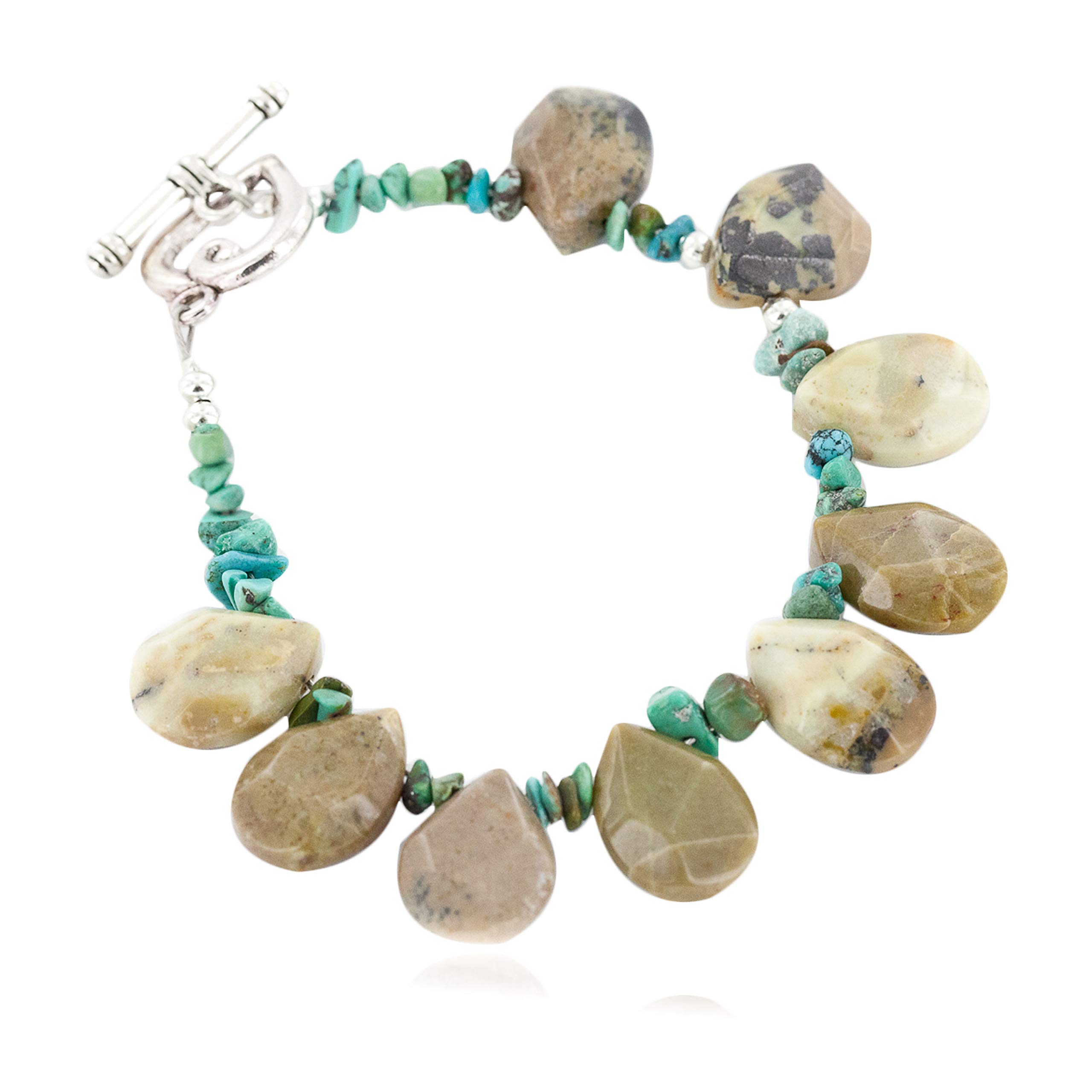 $84Tag Certified Navajo Nickel Natural Turquoise Green Native Bracelet 12976-1 Made by Loma Siiva