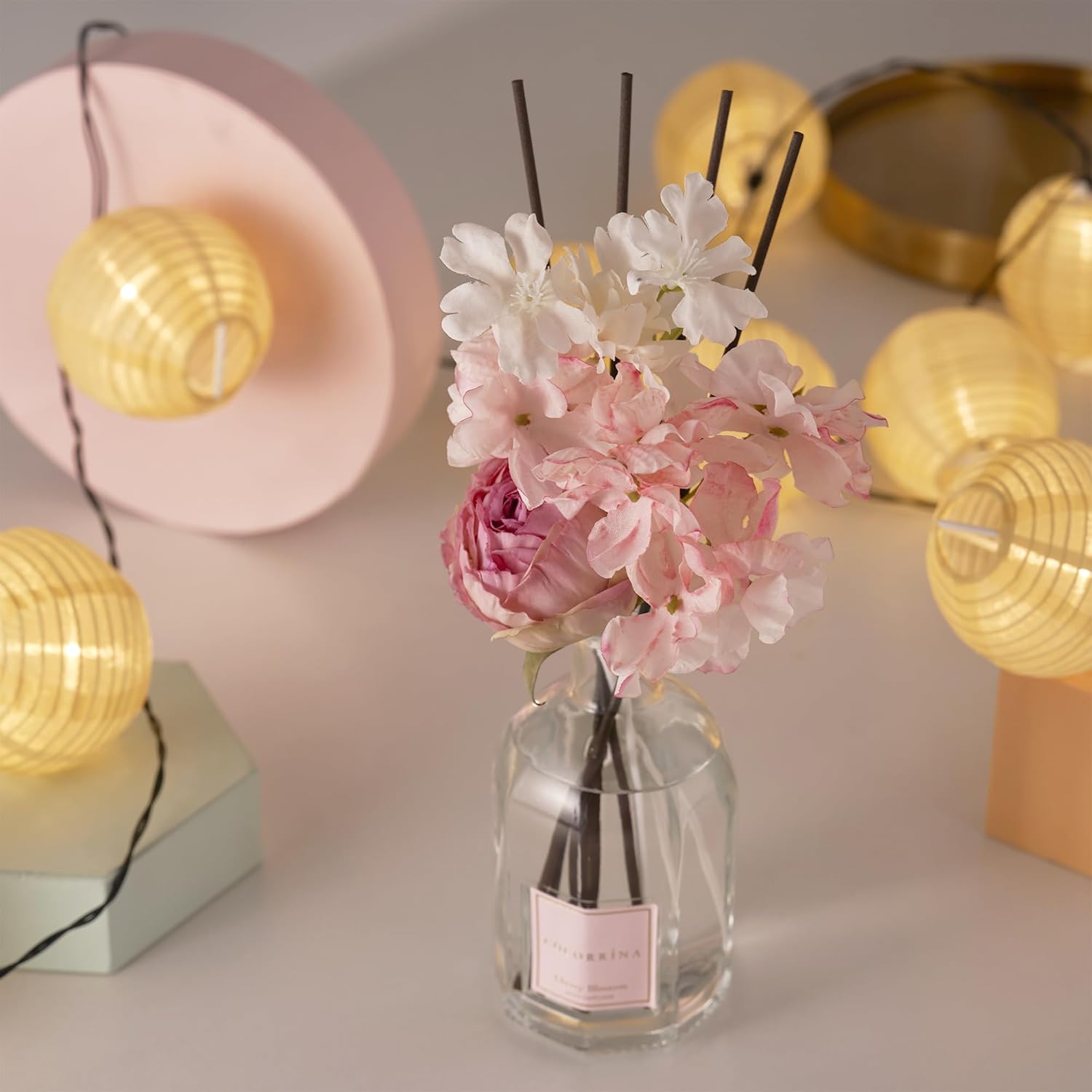 COCORRÍNA Reed Diffuser - Cherry Blossom 8.5 Fl.oz/ 250ml Flower Diffuser with 8 Sticks, Reed Diffusers for Home Bathroom Shelf Decor (Botanical Flower Collection) - Image 5