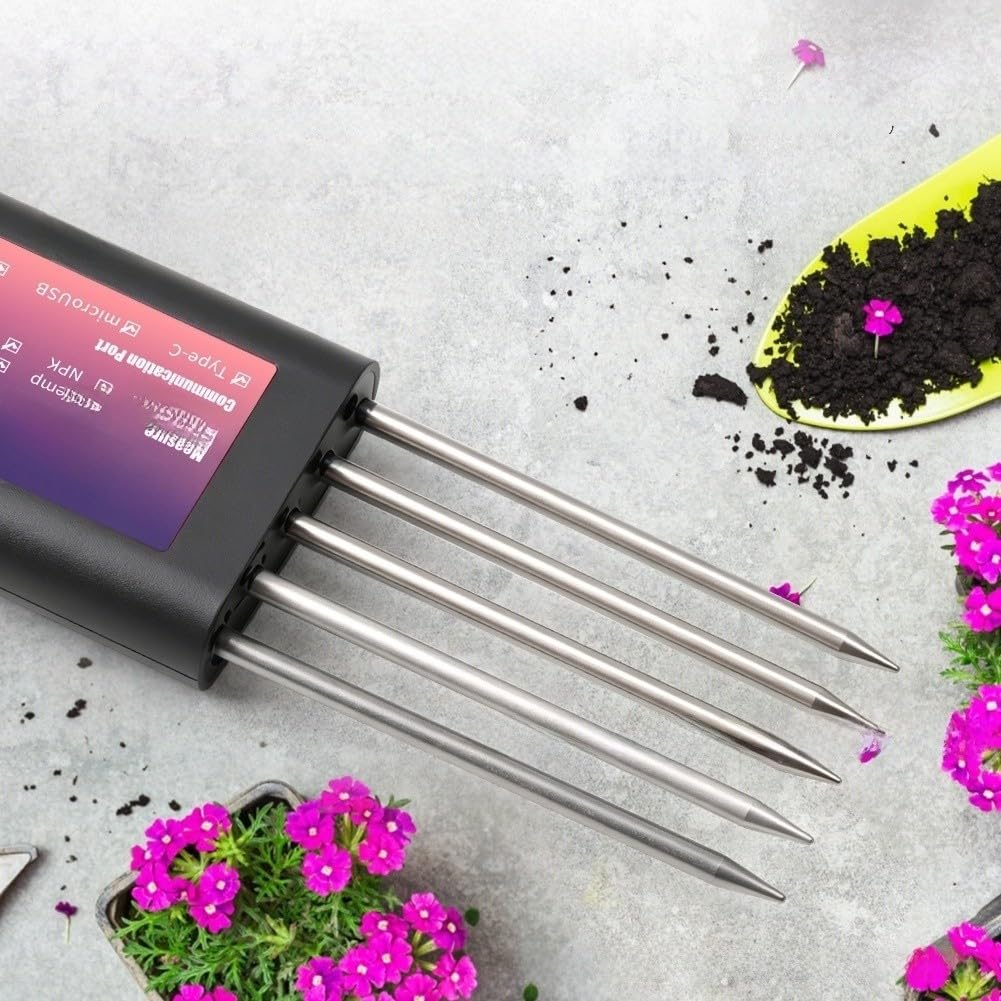 Probador de suelo NPK Medidor de PH, inalámbrico para sensor inteligente para temperatura de humedad, IP68 impermeable para jardín para Android