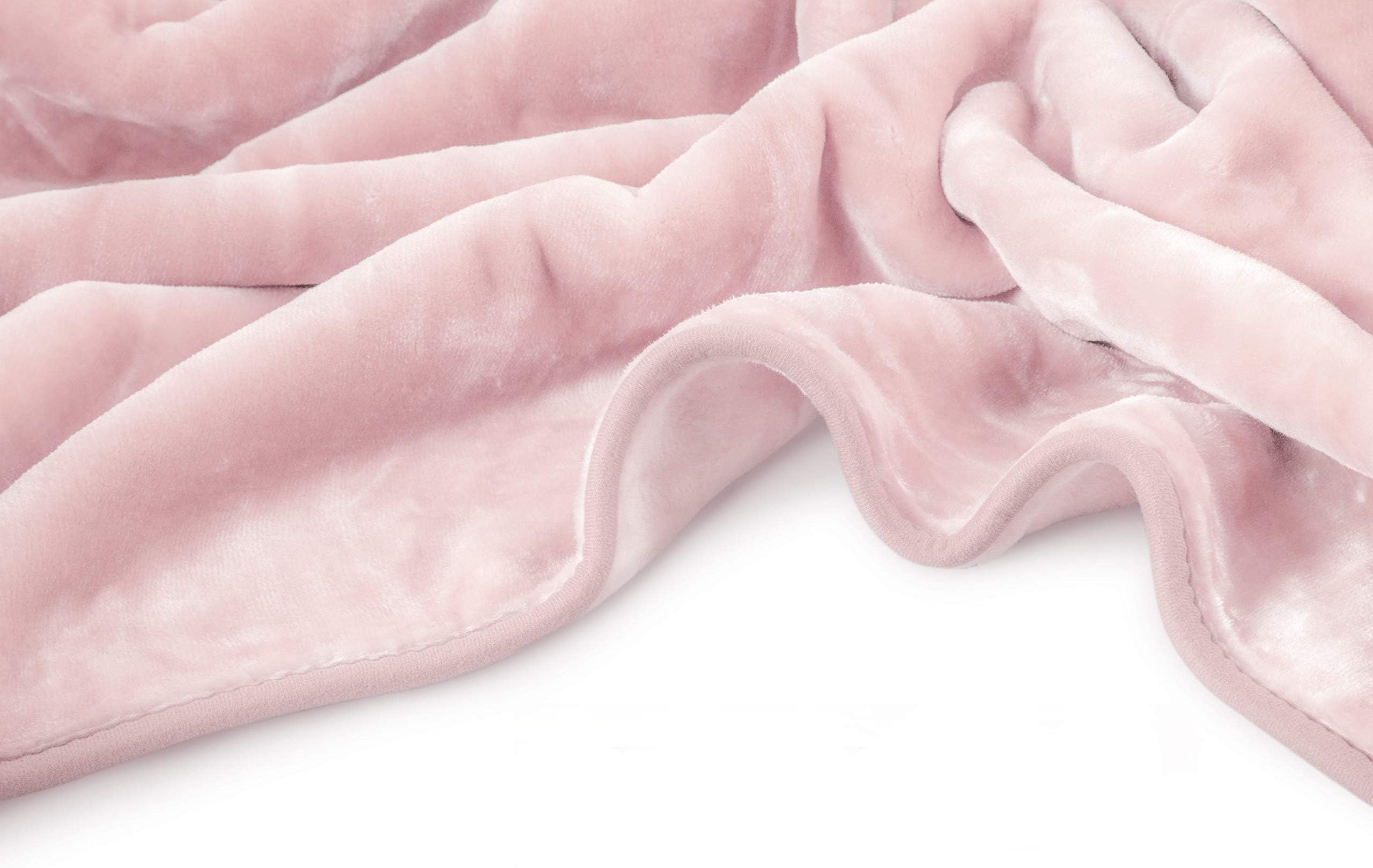 VIVALON Solid Color Ultra Silky Soft Heavy Duty Quality Korean Mink Reversible Blanket 9 lbs King Mauve Pink
