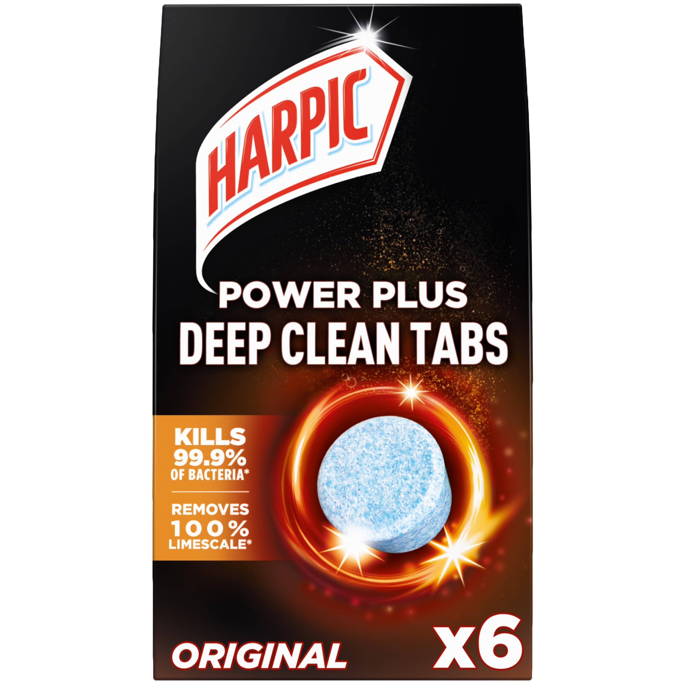 Harpic Power Plus Deep Cleaning Toilet Tablets, Original Scent, Pack 1 x 6 Tablets, Deep Clean Without Scrubbing, Removes 100% Limescale, Toilet Cleaner