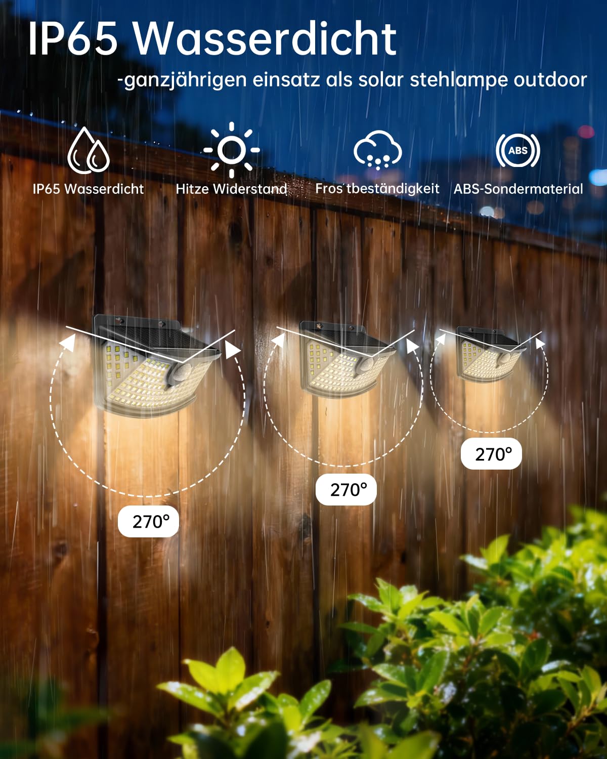 Aootek Solarlampen für Außen mit Bewegungsmelder, 8er Set, Garten, 120 LED | 270° Breiter Winkel, IP65 Wasserdicht, Solar Wandleuchte, Sicherheitslicht, Gartenbeleuchtung, Schwarzer Rahmen, Warmweiß