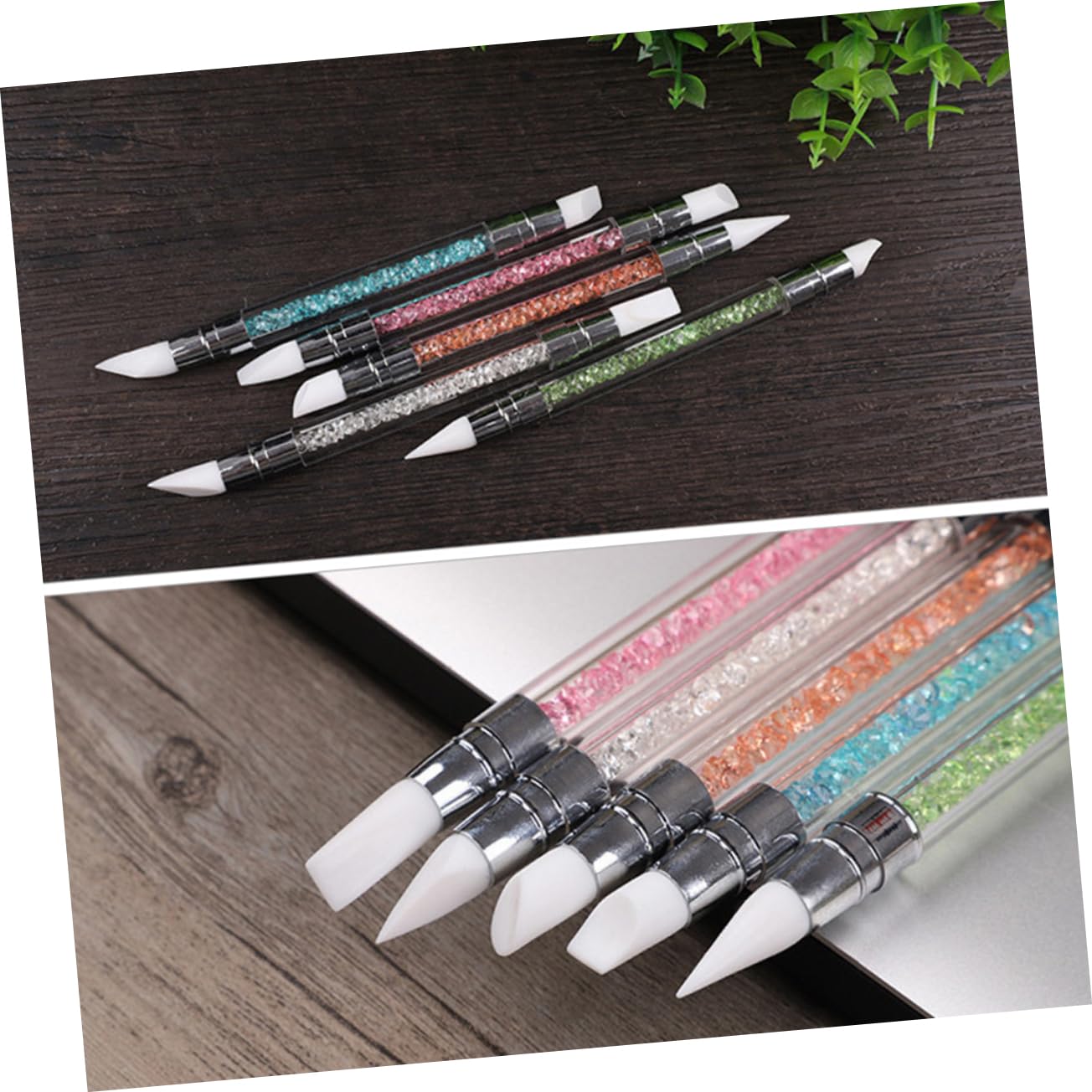 Healeved 15pezzi Pennello Per Nail Art Silicone Con Testa Doppia e Diamante Strumenti Per Manicure e Decorazione Unghie Facile Da Usare Per Disegni e Tratti