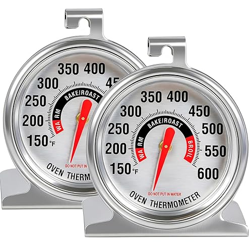 Efeng Termómetro de horno de esfera grande (paquete de 2) para horno de gas y horno eléctrico. El mejor dial de gran número aprobado por NSF con