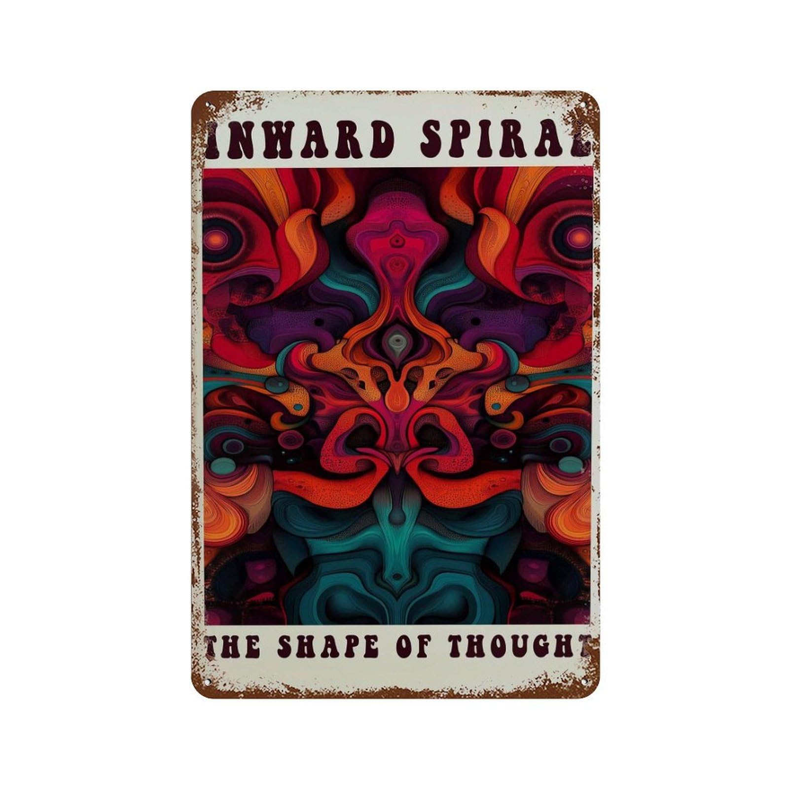 xiaoxiaoshen Psychedelic Inward Spiral Abstract Mindscape Trippy Surreal Work The Shape of Th Wall Decor Art Metal Tin Poster Modern Home Decor Art Home Bar Shop Decorations Vintage Sign 30x20cm