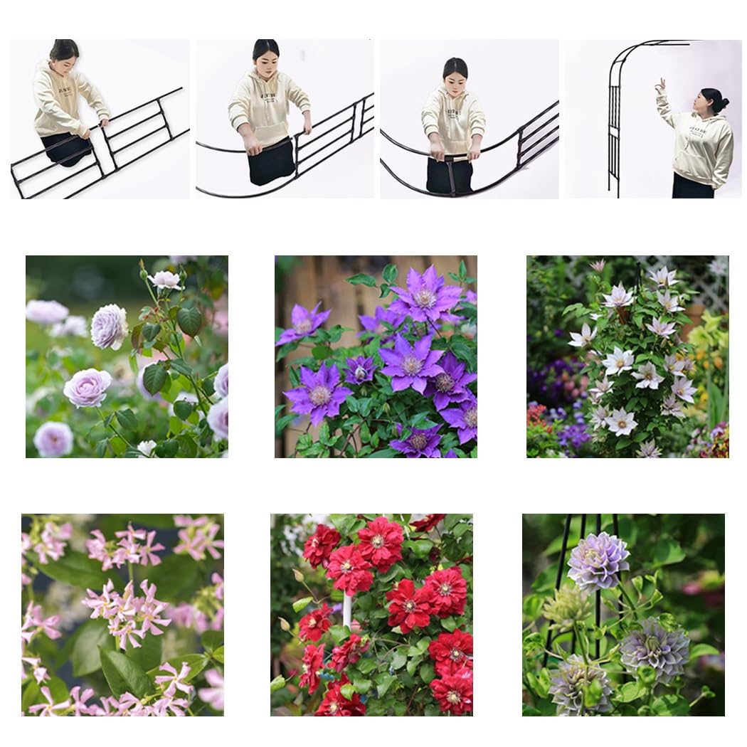 Mezzo traliccio ad arco da giardino, pergolato per rose in metallo resistente alle intemperie, decorazione per esterni per cortile, patio e cortile, bianco, 240 x 240 cm