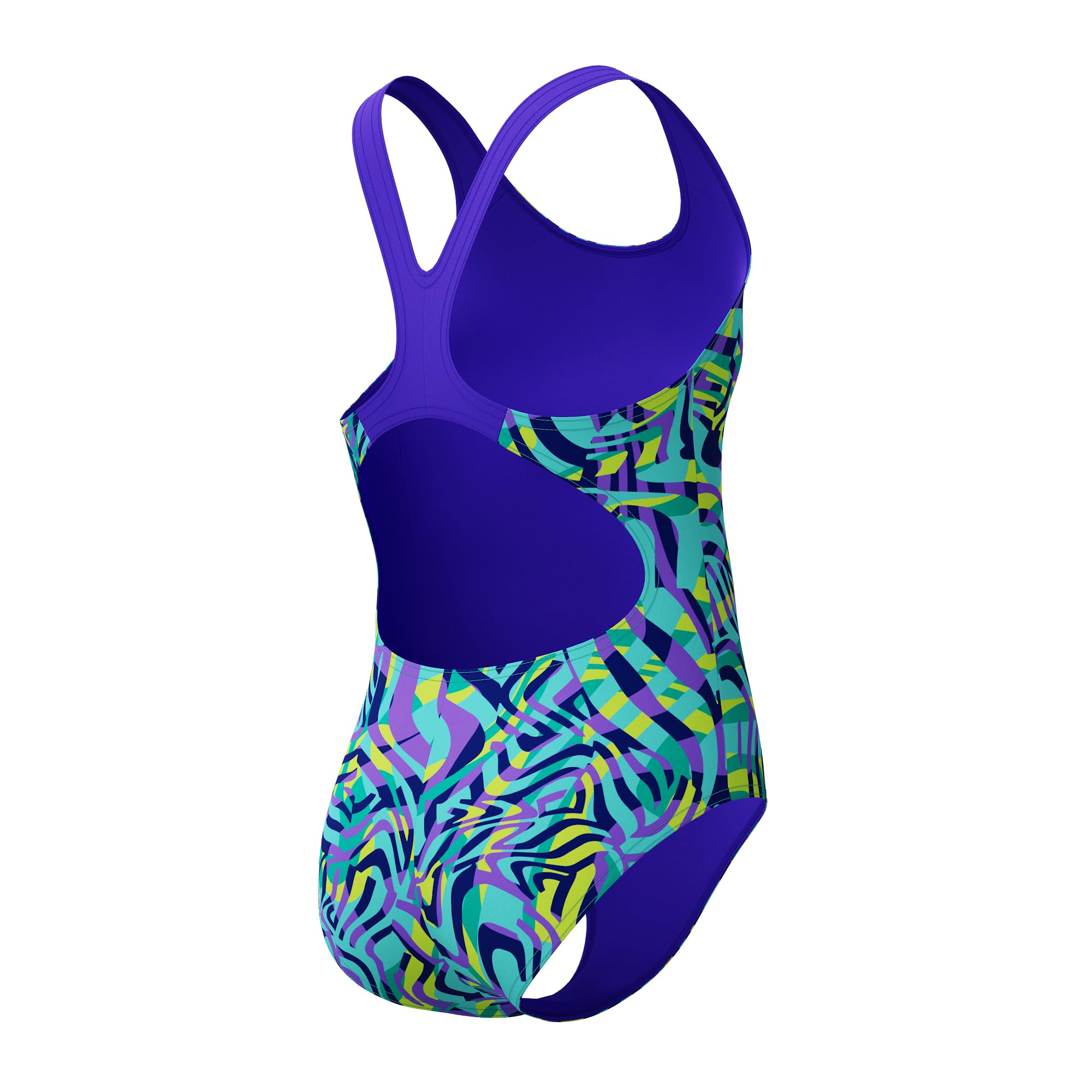 Speedo Traje de baño digital para niñas, color azul y morado