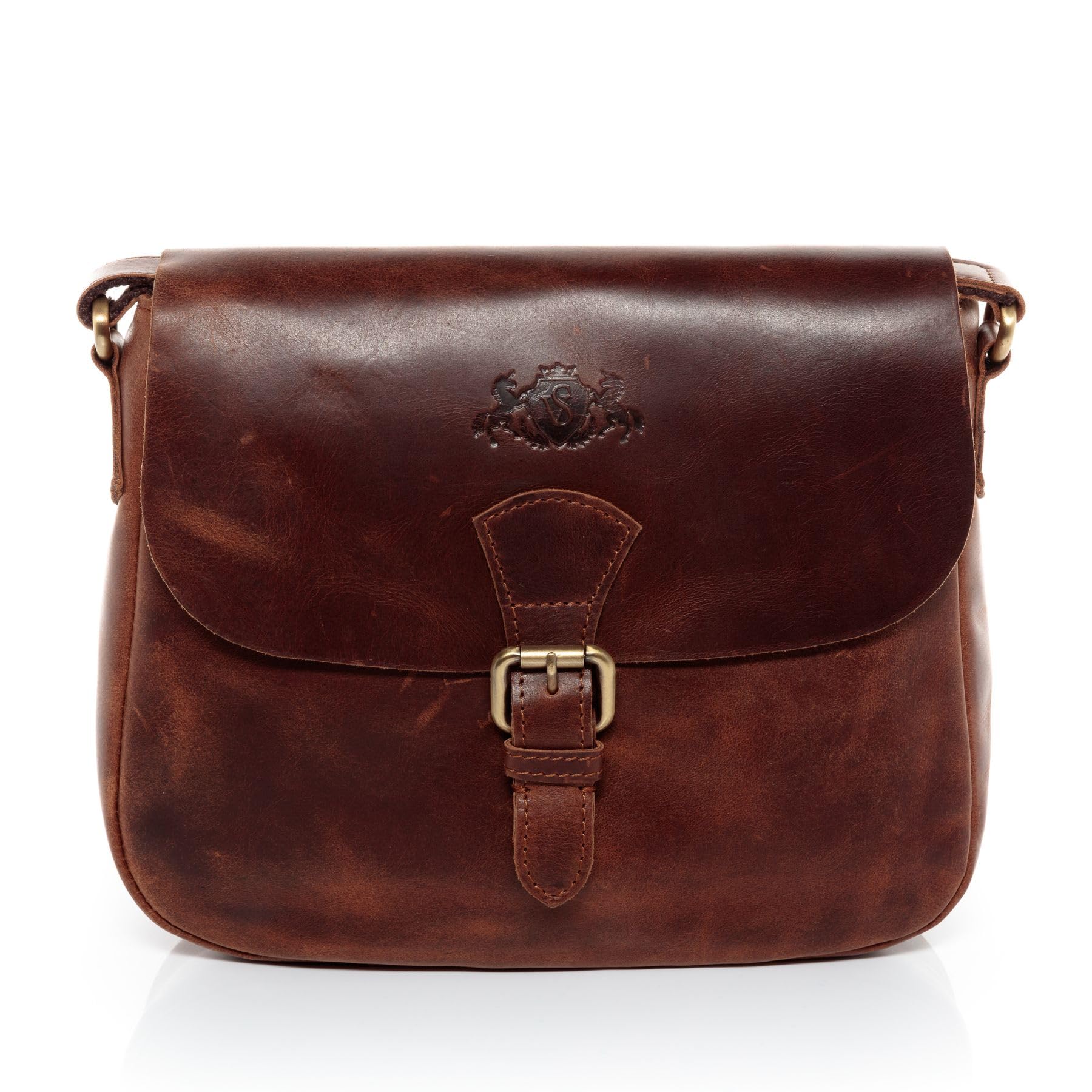 SID & VAIN Schultertasche echt Leder - Handtasche YALE groß - Umhängetasche Damentasche mit Schultergurt - Ledertasche Damen braun handgefertigt