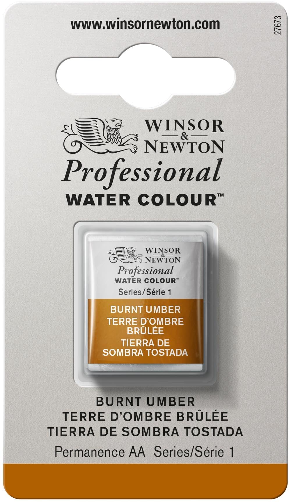 Winsor & Newton Half Pan Professional Water Colour, Burnt Umber