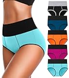 High Waisted Underwear for Women Tummy Control Cotton Plus Size Full Coverage Packs Ladies Panties Briefs