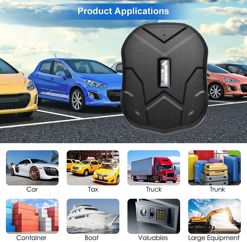 Winnes GPS Tracker 4G TK905, GPS Tracker Auto 5000mAh IP58 Wasserdicht mit kostenloser App/PC Plattform, kein ABO, Echtzeit-Tracking Anti-Verlust Tracker für Auto Motorrad
