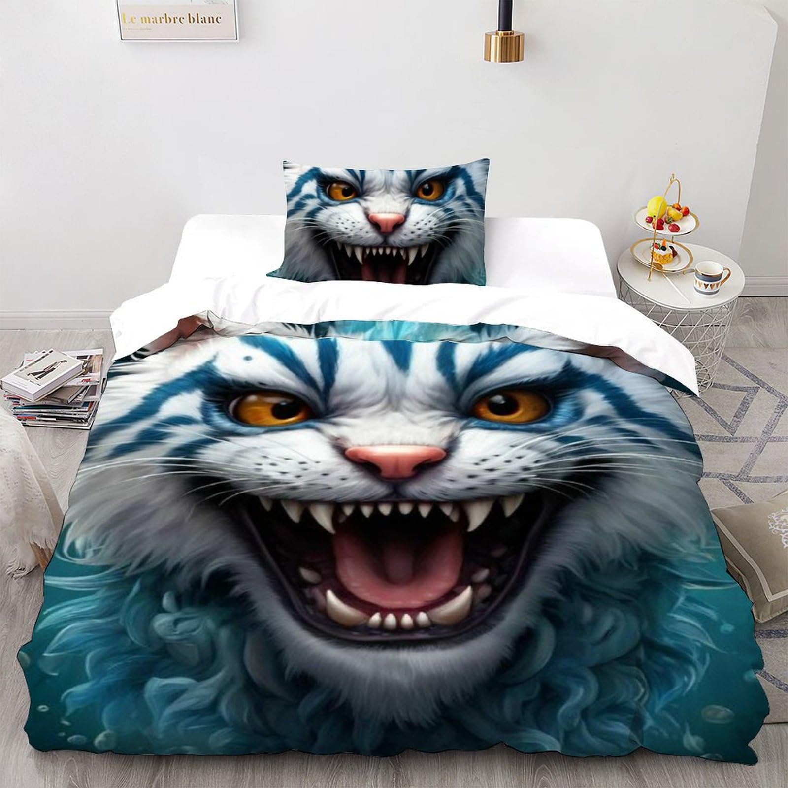 Housse de couette chat sauvage 135x200cm : le cadeau d'anniversaire enfant idéal