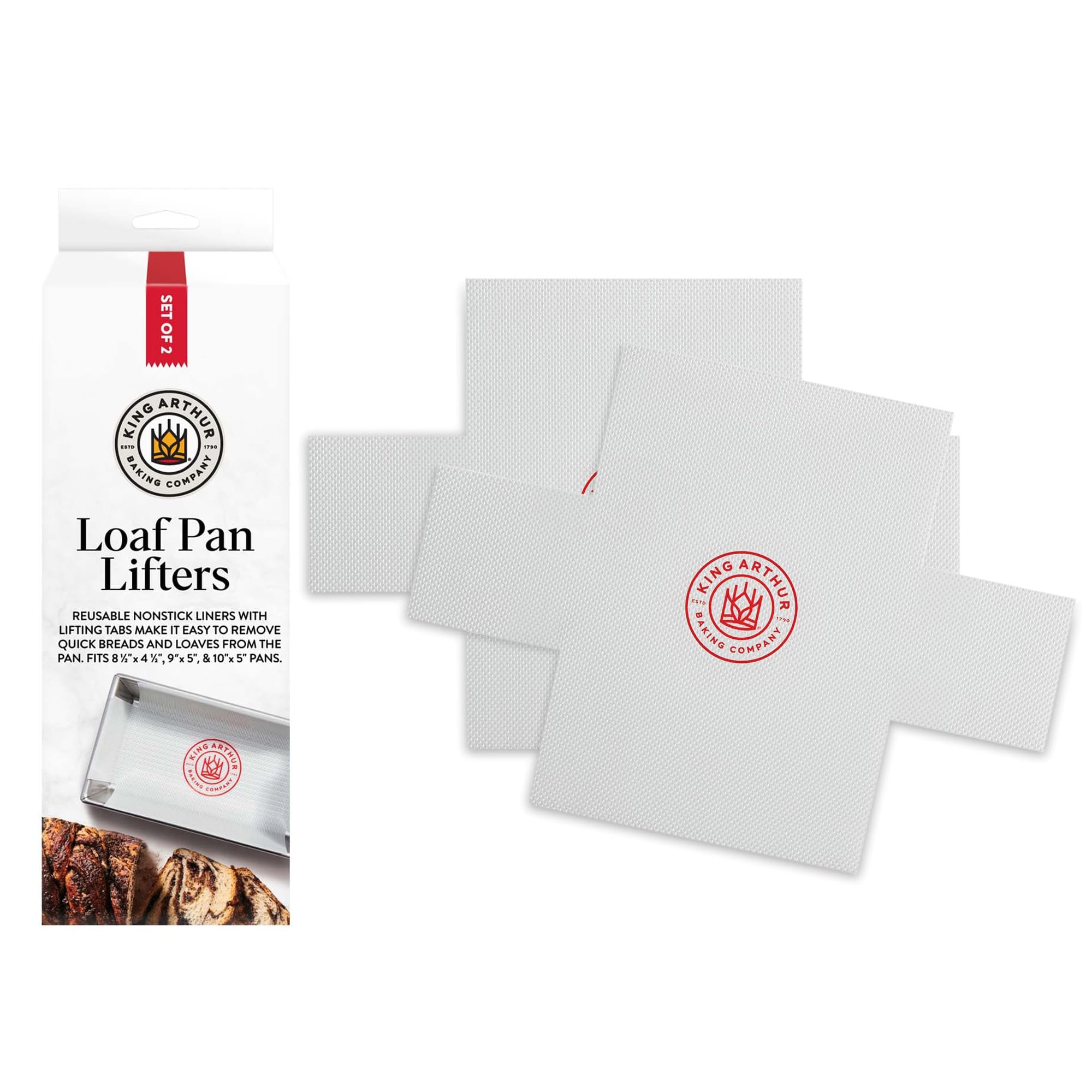 Baking Company Loaf Pan Lifters, Reusable Nonstick European-Grade Silicone, Set of 2