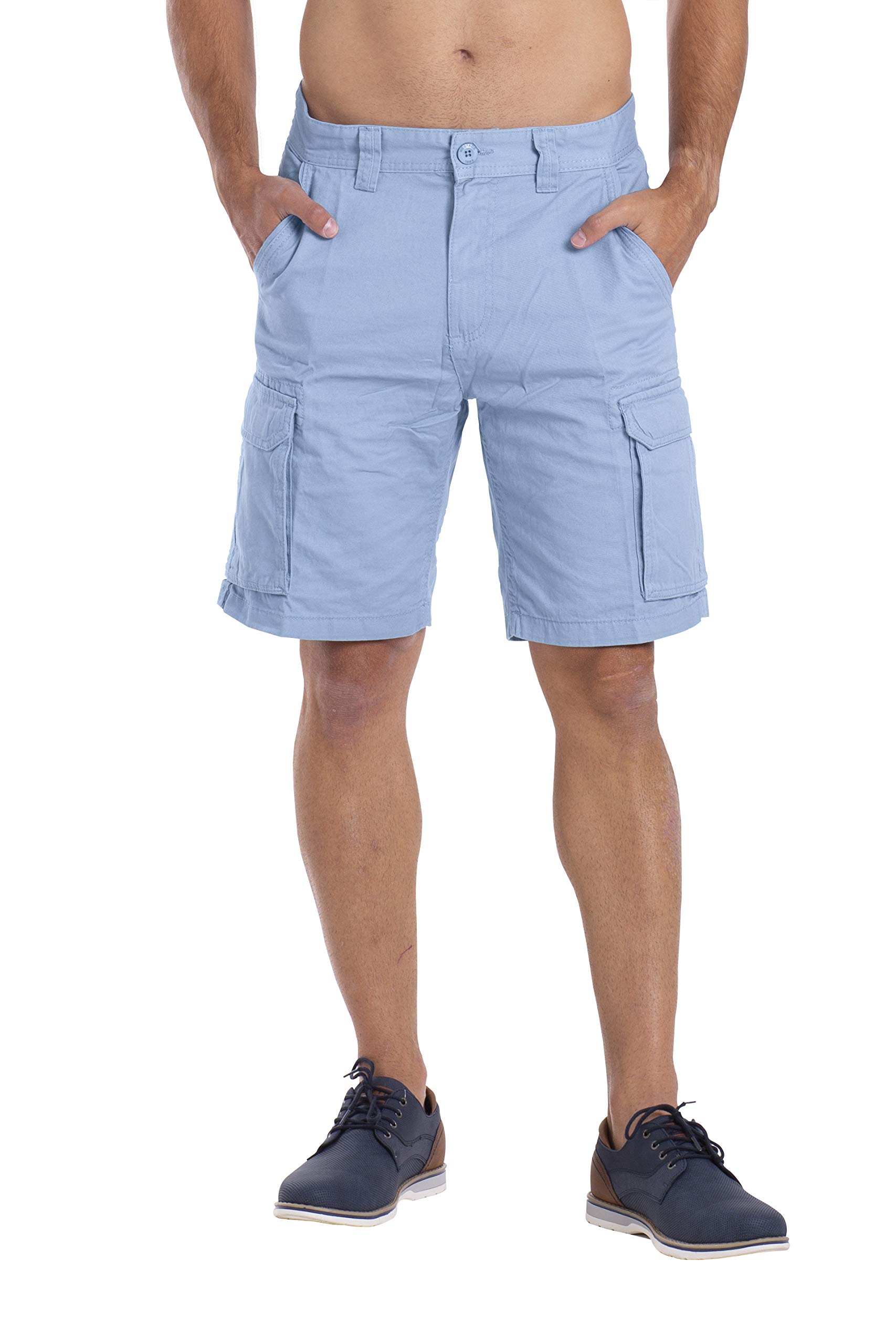 Westace Men's Sky Blue Classic-Fit Cargo Shorts Utility Workwear Cotton Combat Chino 6 Pocket Half Pants (, 34)