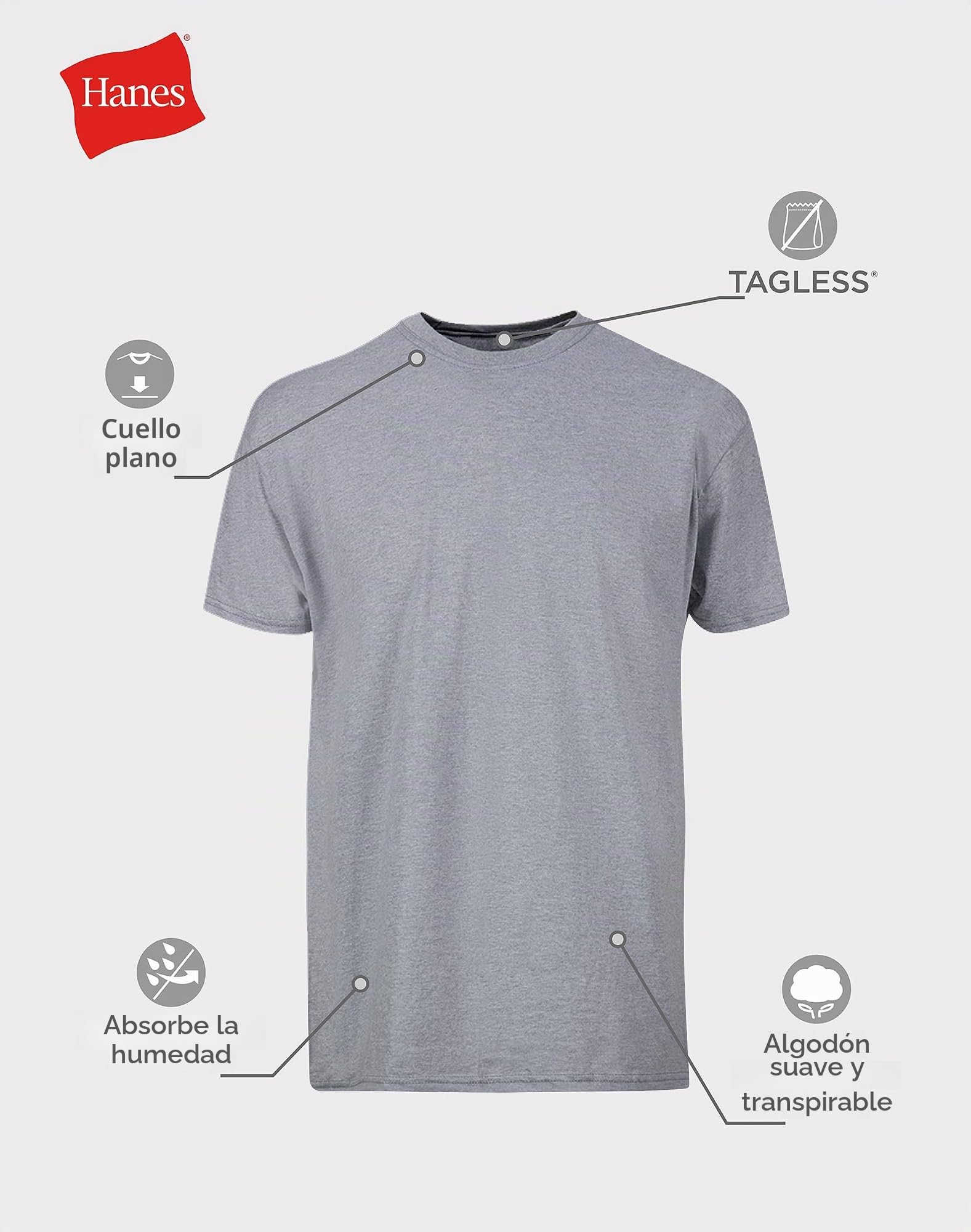 Hanes Undershirt Packs, Stay-Tucked Soft Cotton Undershirts, Best Undershirts For Men, White/Black/Asstd Multipacks Camiseta Hombre (Pack de 6)