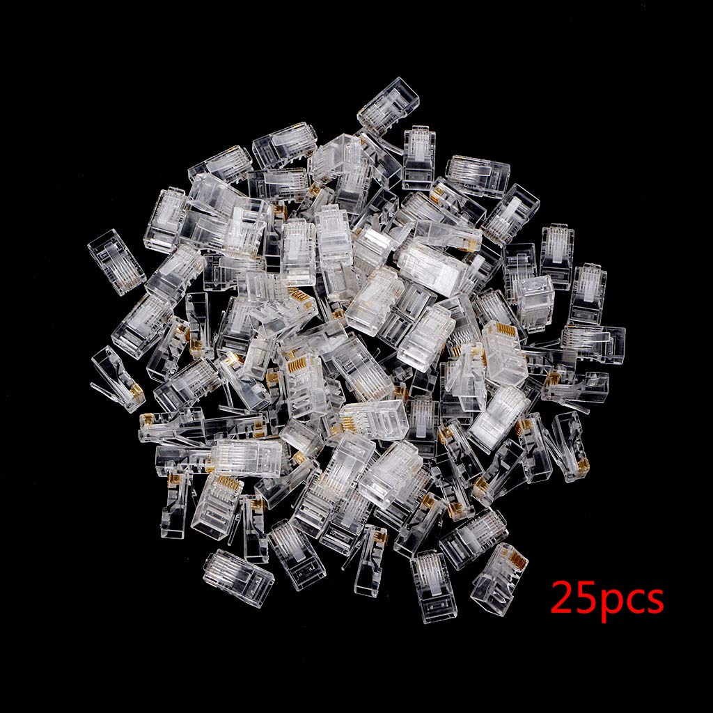 HapGlan 100PCS/25PCS RJ45 CAT5 RJ-45 Modular Plug Internet Cable LAN Connector 8pin 8P8C
