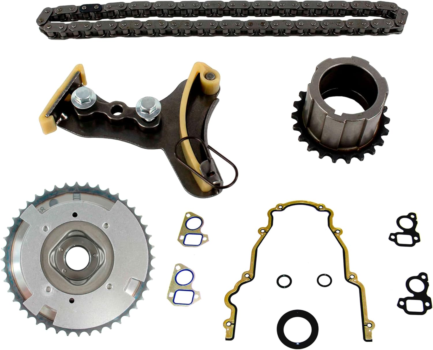 DNJ TK3216VVT Timing Chain Kit for 2007-2017 Chevrolet, GMC, Cadillac Escalade ESV, Avalanche, Sierra 1500, Yukon 6.0L V8 16V OHV 5967cc