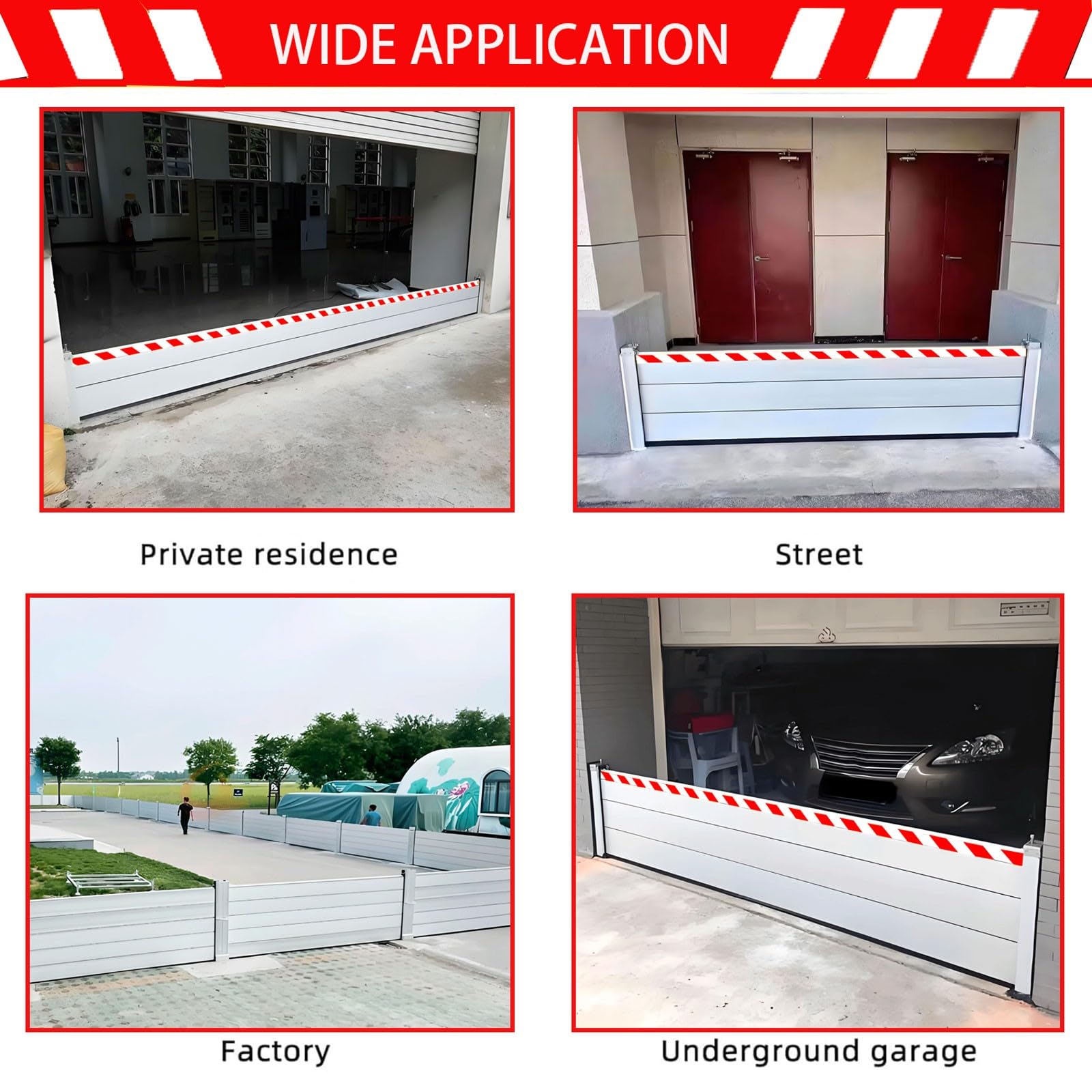 Porte de BarrièRe de Protection Contre Les Inondations H 20ccm 40cm 60cm 80cm 100cm 120cm 140cm Barriere Anti Inondation Porte de Garage Aluminium BarrièRe Anti-Inondation