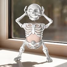 Halloween Dancing Skeleton, Activated Screaming Glowing Skull Toy White