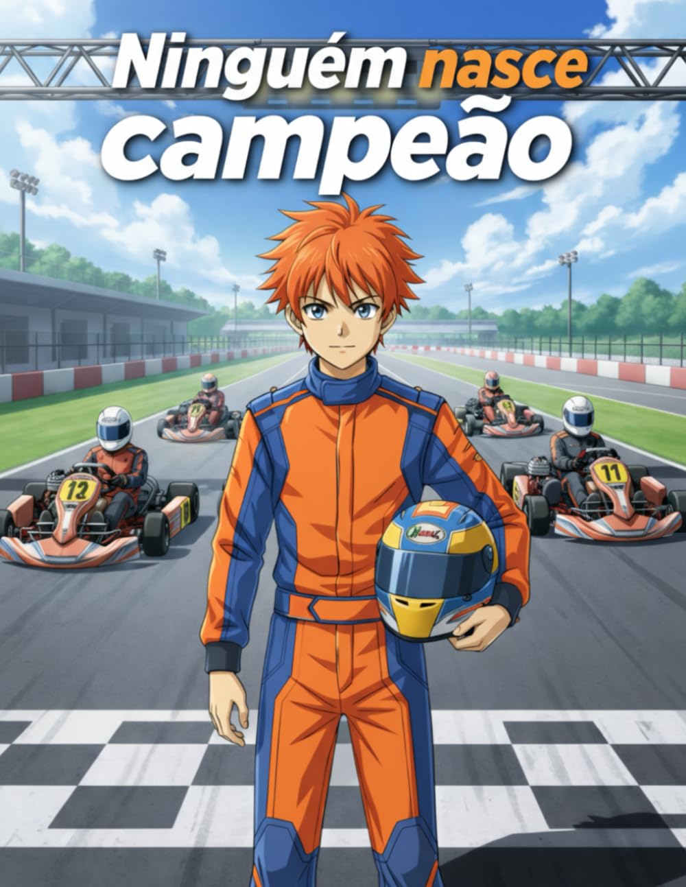 Ninguém nasce campeão: Um livro de colorir que conta uma história sem palavras. A jornada de um rapaz que descobre o mundo das corridas de kart, ... Porque ninguém nasce campeão — constrói-se.