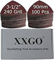 Vista 7 de XXGO 100 piezas de 80 granos de 3-1/2 pulgadas 3.543 in triangular gancho y bucle multiherramienta papel de lija para lijado de madera, ajuste