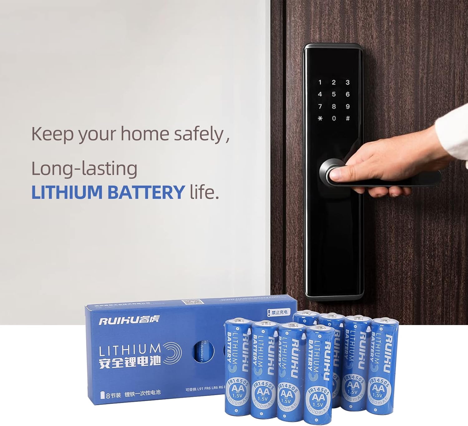 RUIHU AA Batteries 8 Pack Lithium Iron Double A Batteries 1.5V 3000mAh Longer Lasting Lithium Batteries AA for Blink Camera, Blink Battery Replacement Non-Rechargeable(Lithium AA-8 Count) : Health & Household