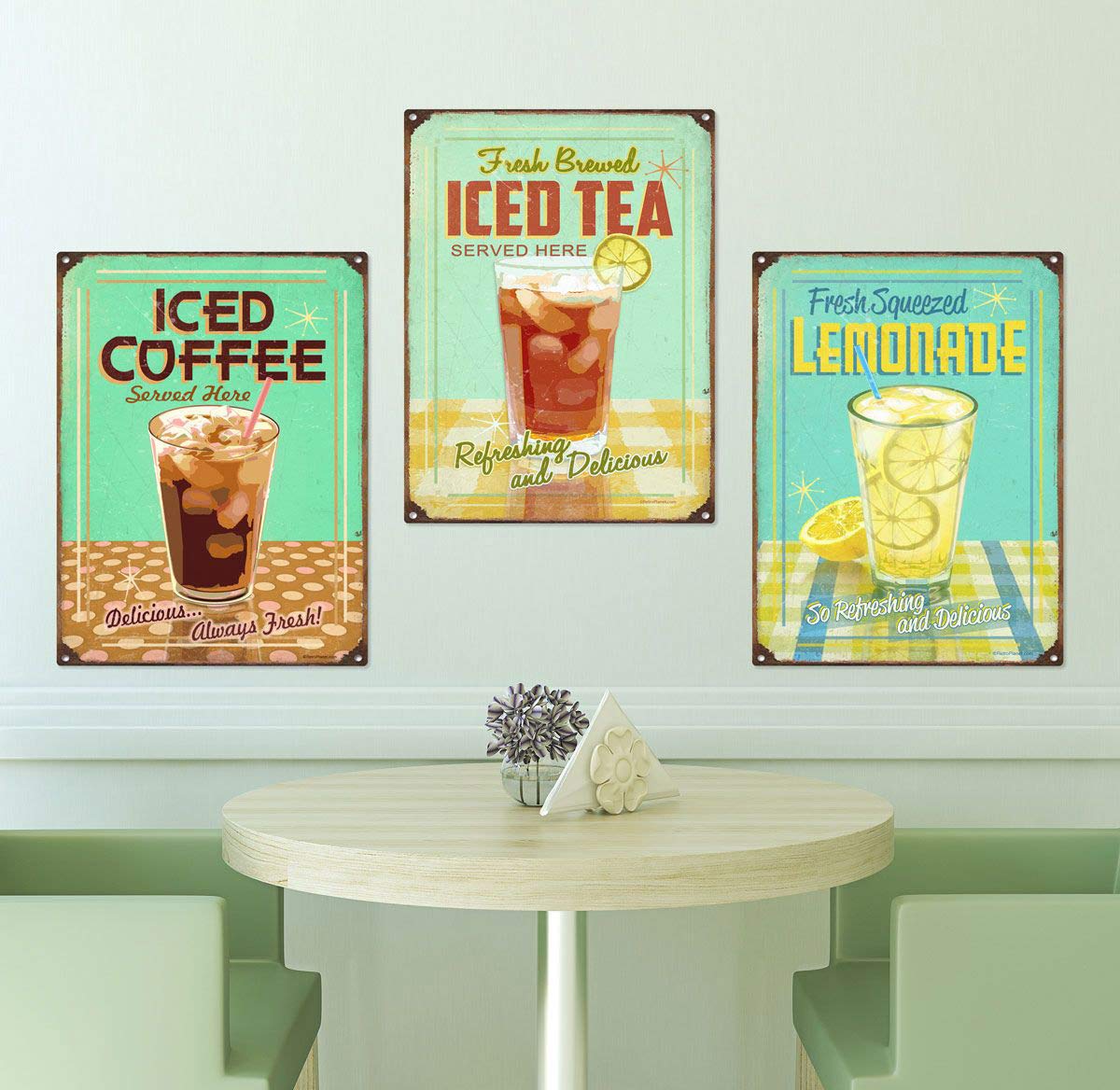 Amazon.com: Unoopler TIN Sign Iced Coffee Metal Decor Wall