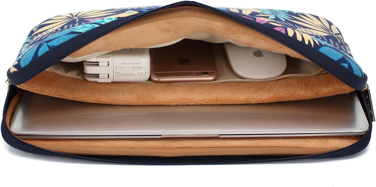 KAYOND Canvas Water-Resistant for 15.6-17 Inch Laptop Sleeve Case Bag (17 Inches, Forest Series Bule) - Image 4