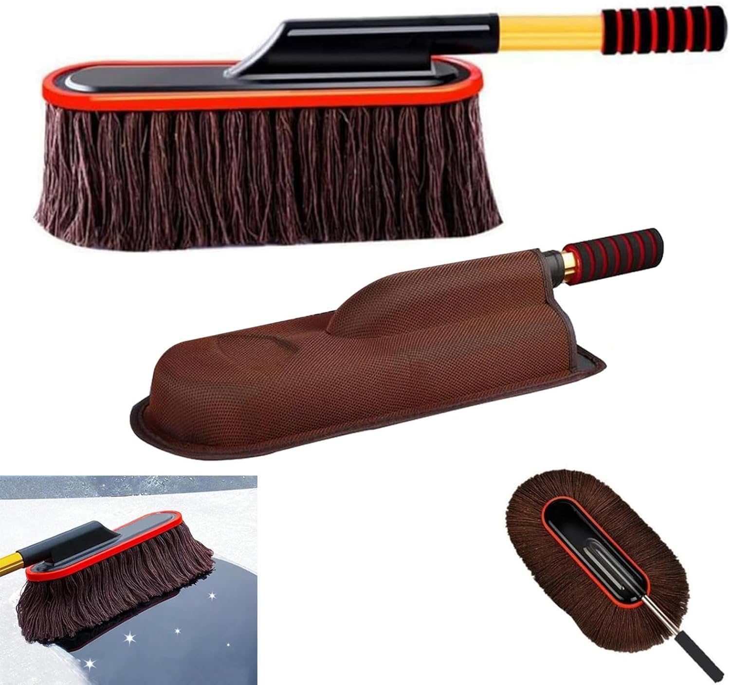 Car Duster with Extendable Telescoping Handle, Car Duster Exterior Scratch Free, Soft Microfiber Cars Dusters Exterior, Long Handle Microfiber Cars Dusters for Truck, Motorcycle (With Box)