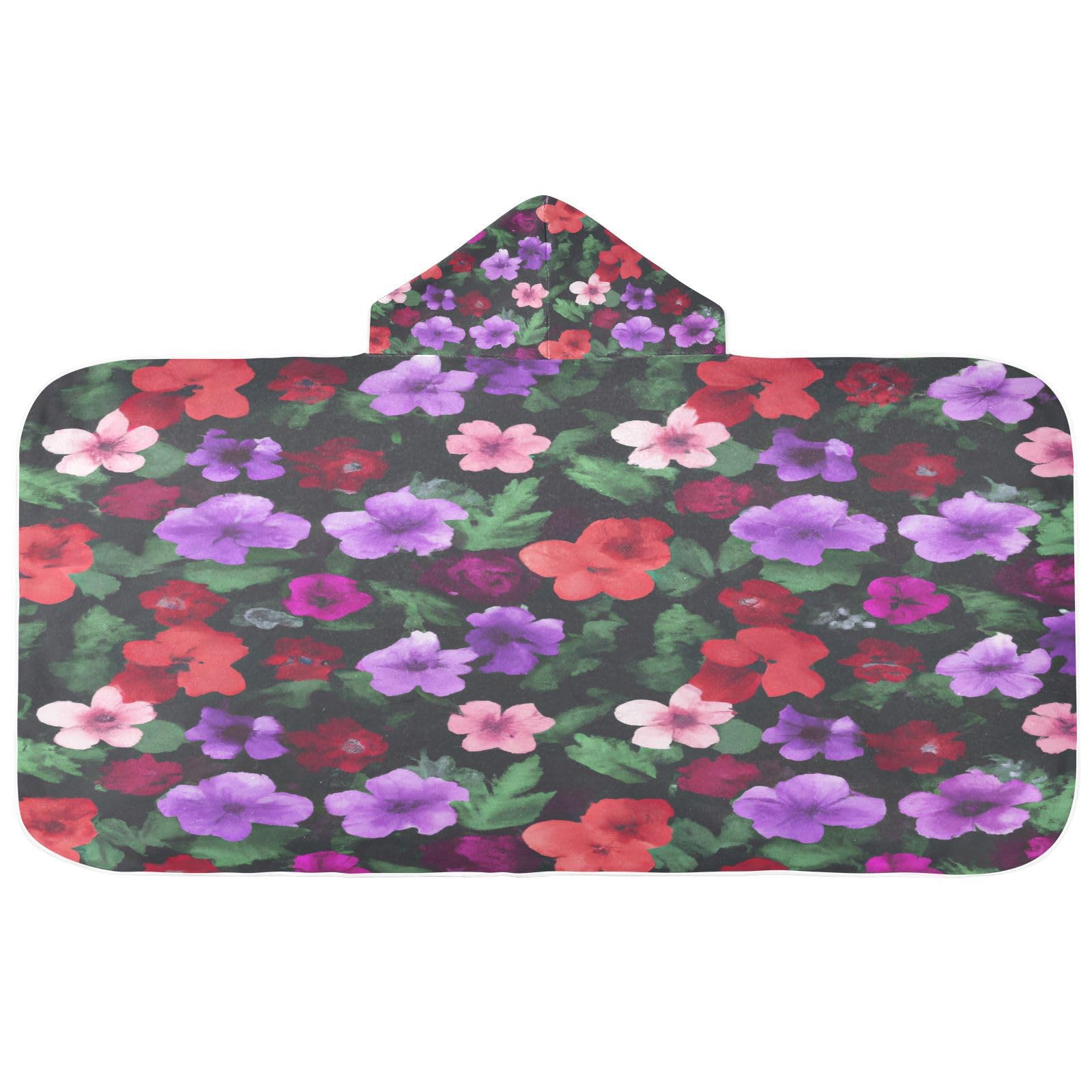 Kigai Colorful Flowers Hooded Beach Towel for Kids Soft Absorbent Quick Dry Bath Towel with Hood Lightweight Toddler Shower Pool Bath Wrap for Boys Girls