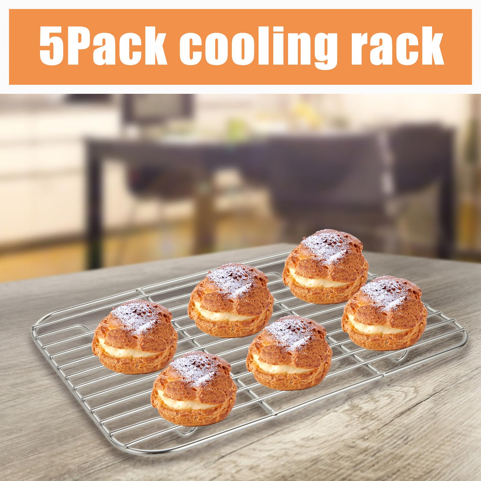 Lot De 5 Grilles De Refroidissement En Acier Inoxydable 22x16 Cm - Parfaites Pour Gâteaux, Biscuits, Viandes