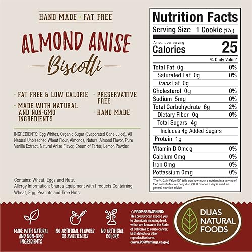 Miniatura 2 de DIJAS Natural Food s Galleta Biscotti sin grasa ingredientes naturales libres de conservantes delicioso aperitivo bajo en calorías anís de almendra