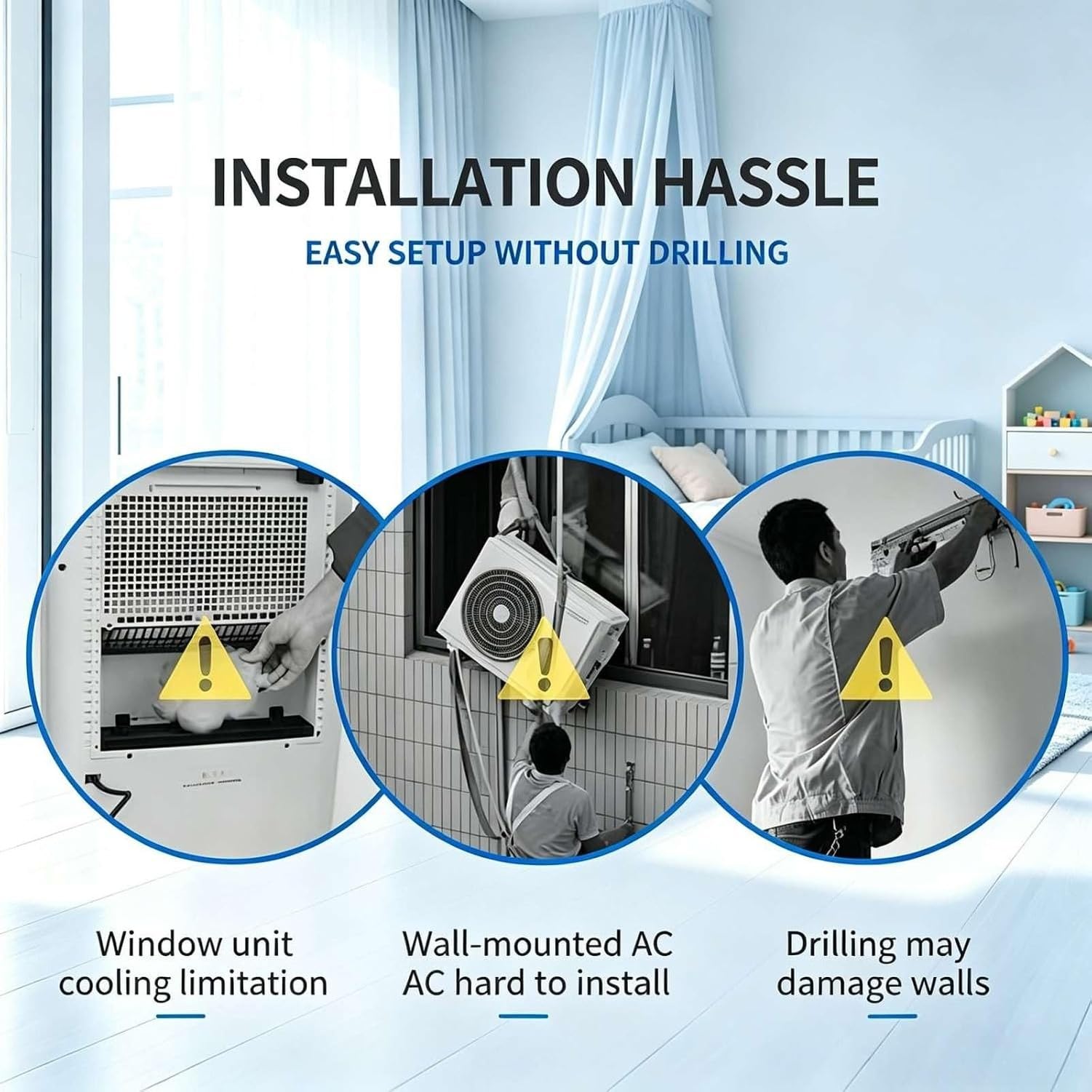 Aire Acondicionado Portátil 3-en-1 9000 BTU, Silencioso Sin Unidad Exterior, Enfriador para Habitación 220 ft², con Temporizador y Mando a Distancia para Salón, 14000 British Thermal Units