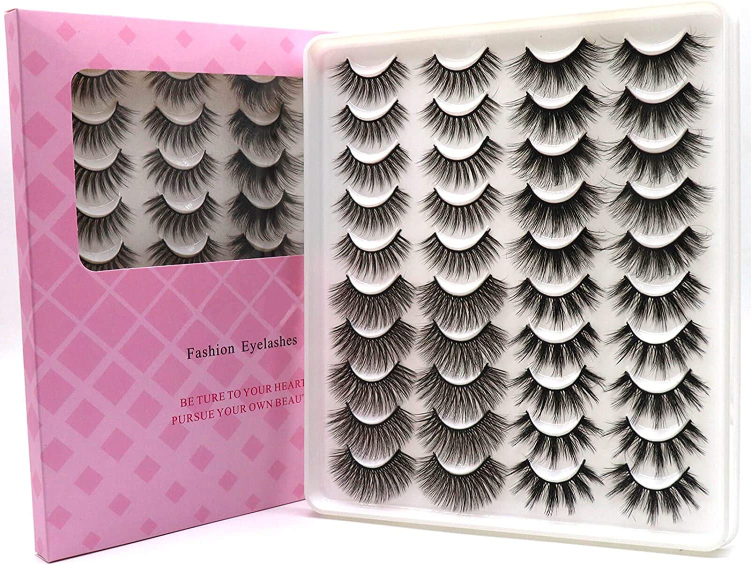 HANSPY False Eyelashes, Fluffy Crossed Faux Mink Eyelashes, 4 Styles, 20 works, 6D Wispy, Natural, Thick Eyelashes, Multipack (ZC06)