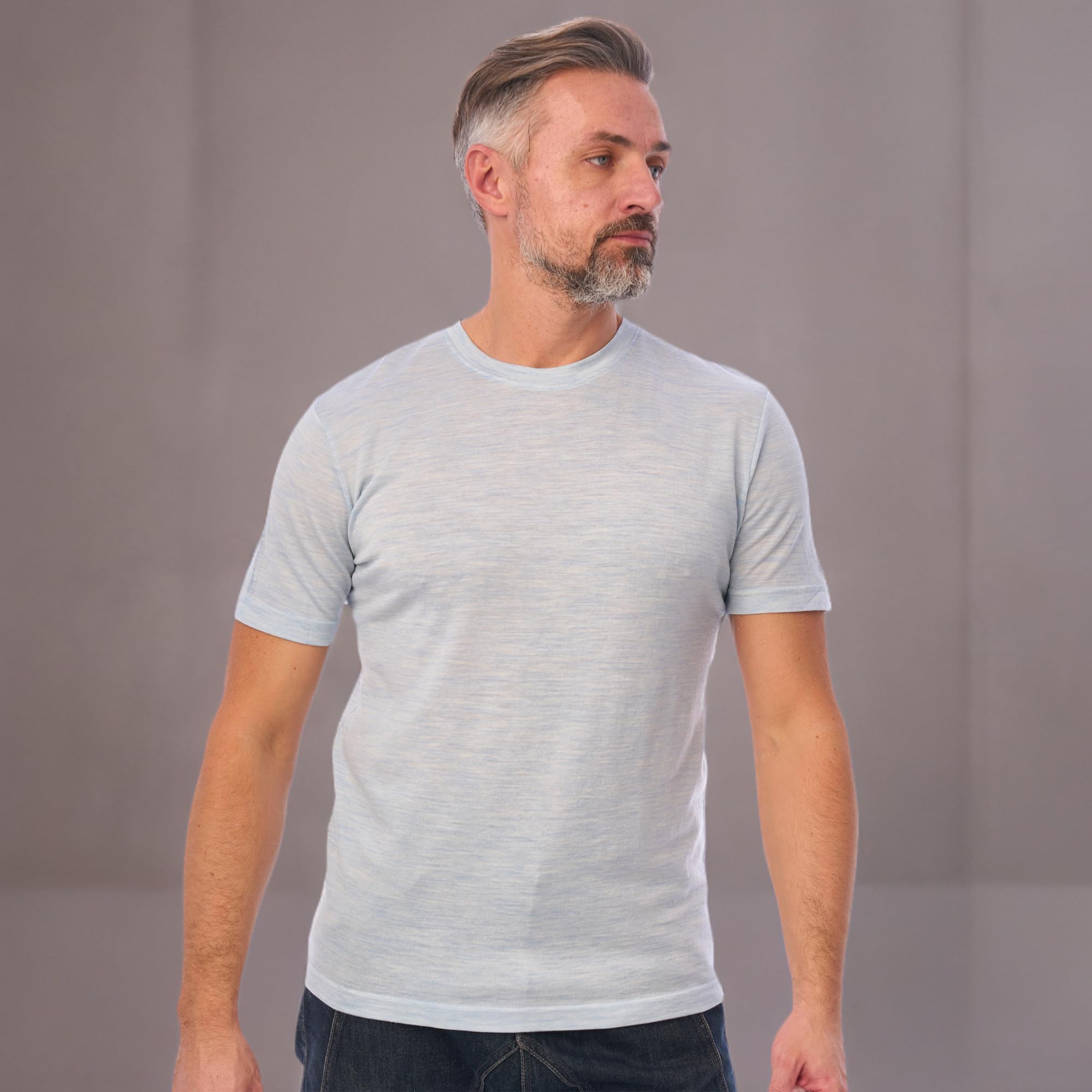 Camiseta 100% lana merino para hombre - Camiseta de lana merino para hombre, camisetas interiores para hombre, camiseta deportiva y para exterior, CLOUD, XXL