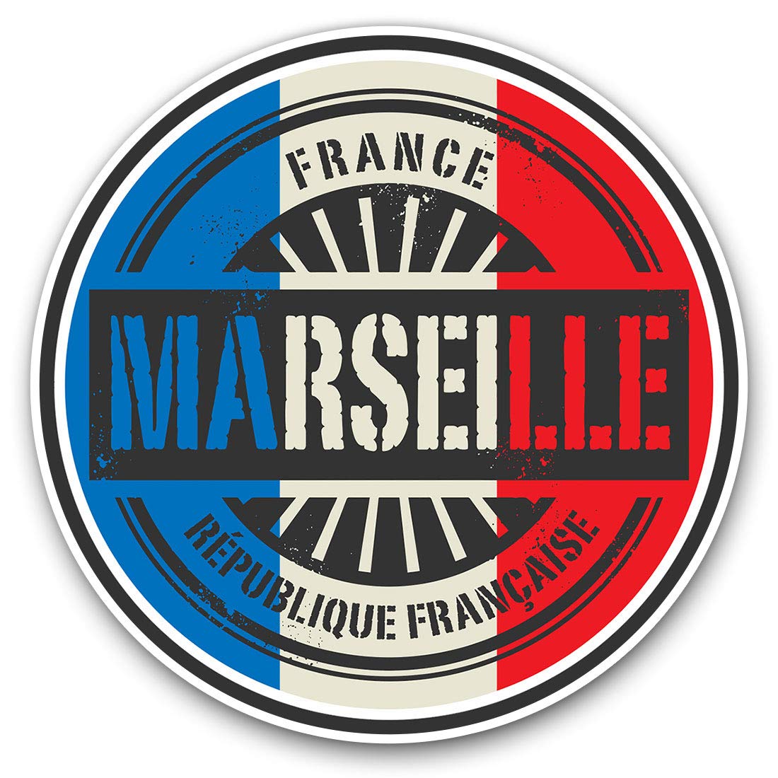 Destination Vinyl Ltd Marseille France French Flag 6023 Vinyl Stickers (Set Of 2) 7.5Cm - Marseille France French Flag #6023