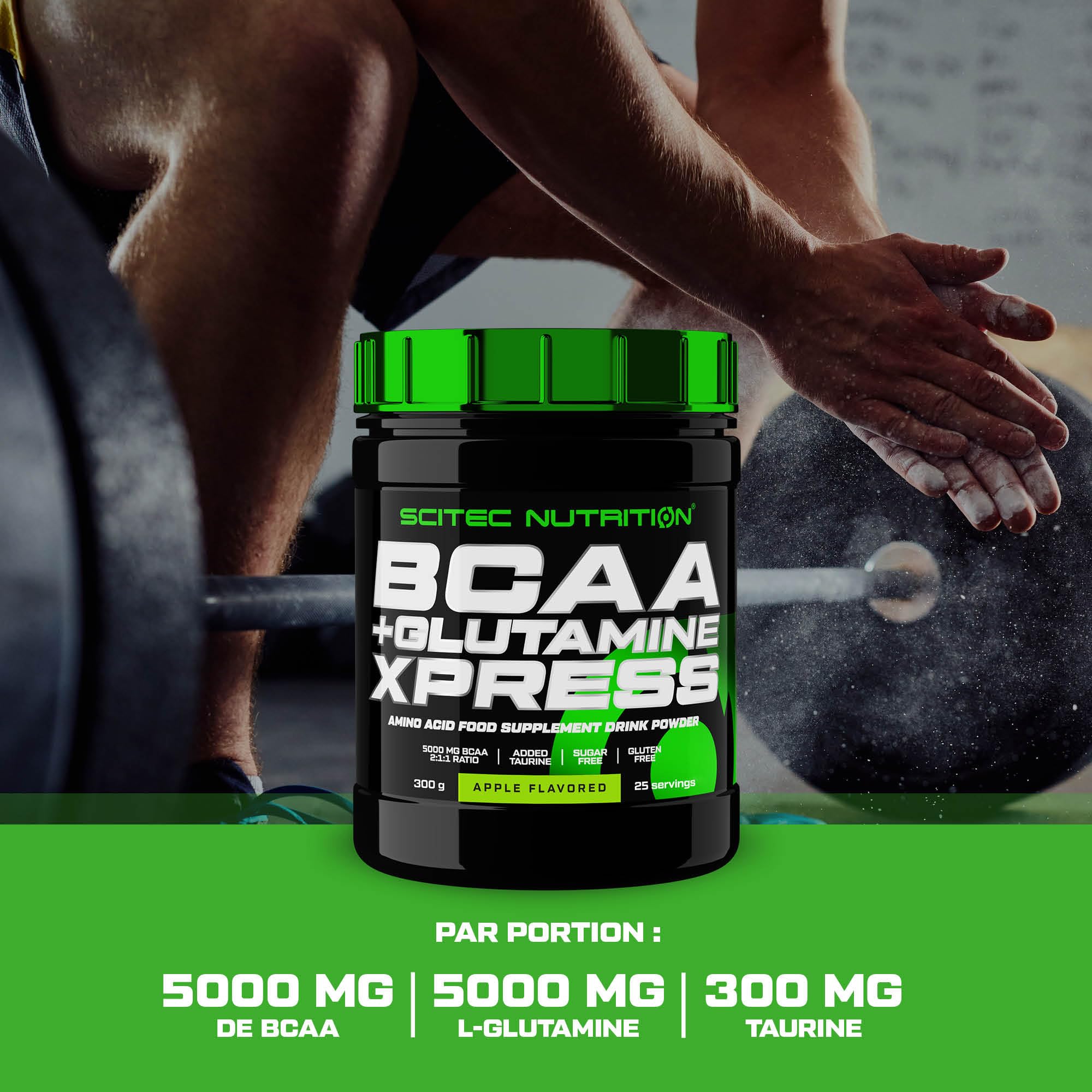 Scitec Nutrition BCAA + Glutamine Xpress - Mélange d'acides aminés essentiels - avec 5g de BCAA 2:1:1-5g de Glutamine - enrichi en Taurine, 600 g, Lime