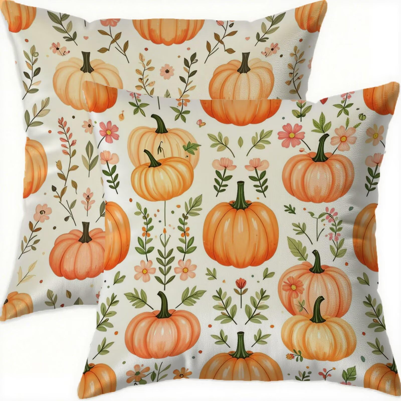 Housse coussin 75x75cm orange en velours imperméable lot de 2