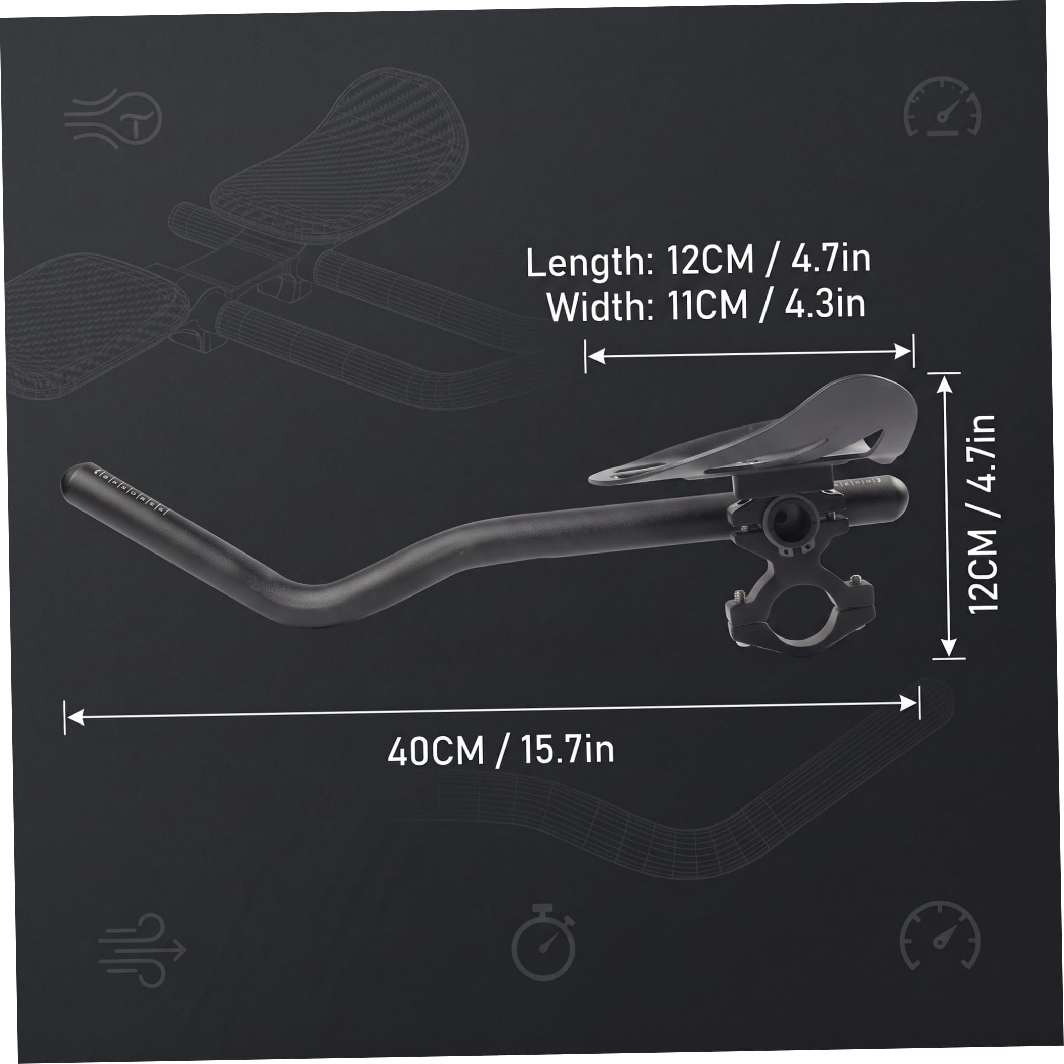 Aerobars für Rennräder, verstellbare Tri-Bars für Rennräder – leichter Stützgriff aus Aluminiumlegierung mit Schwammpolstern, schwarz