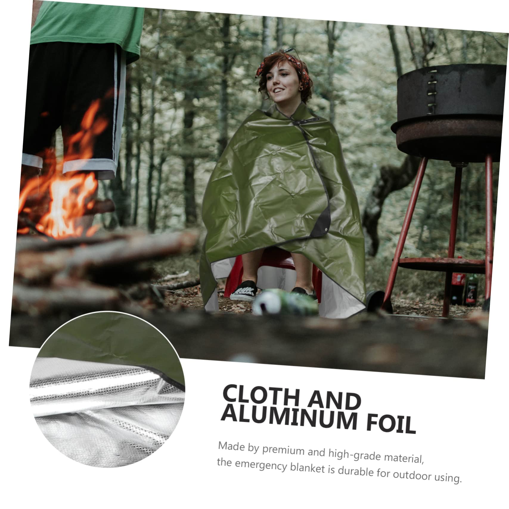 TOYANDONA de Emergencia de Aislamiento Largo Plegable Estera de Picnic pequeña de Campamento cálido Aislante de Rescate película de Aluminio Green