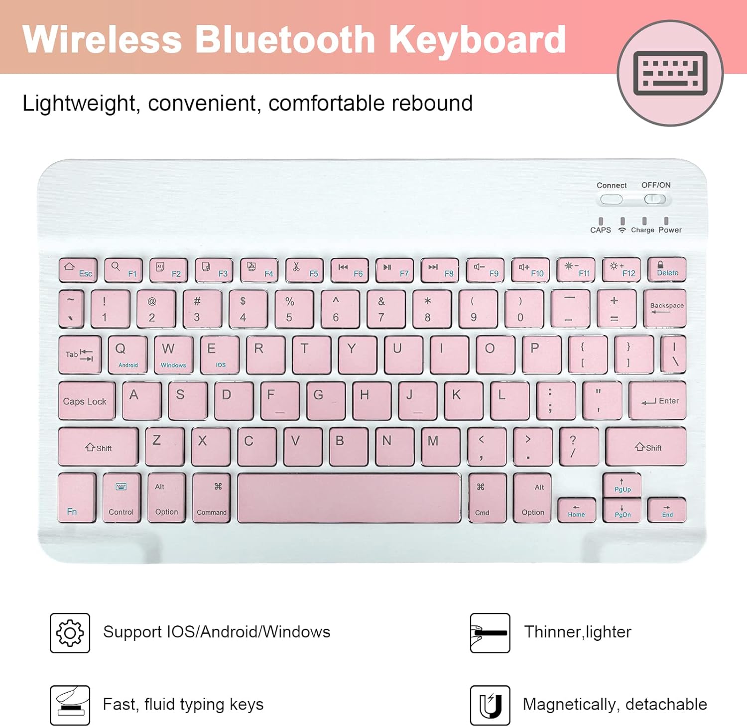LAMA Wireless Keyboard Case with Mouse for iPad 10.2" 9th 8th 7th Generation, Detachable Bluetooth Keyboard with Pencil Holder for iPad 10.2 Inch/iPad Air 10.5"(3rd Gen)/iPad Pro 10.5 in, Pink - Image 7