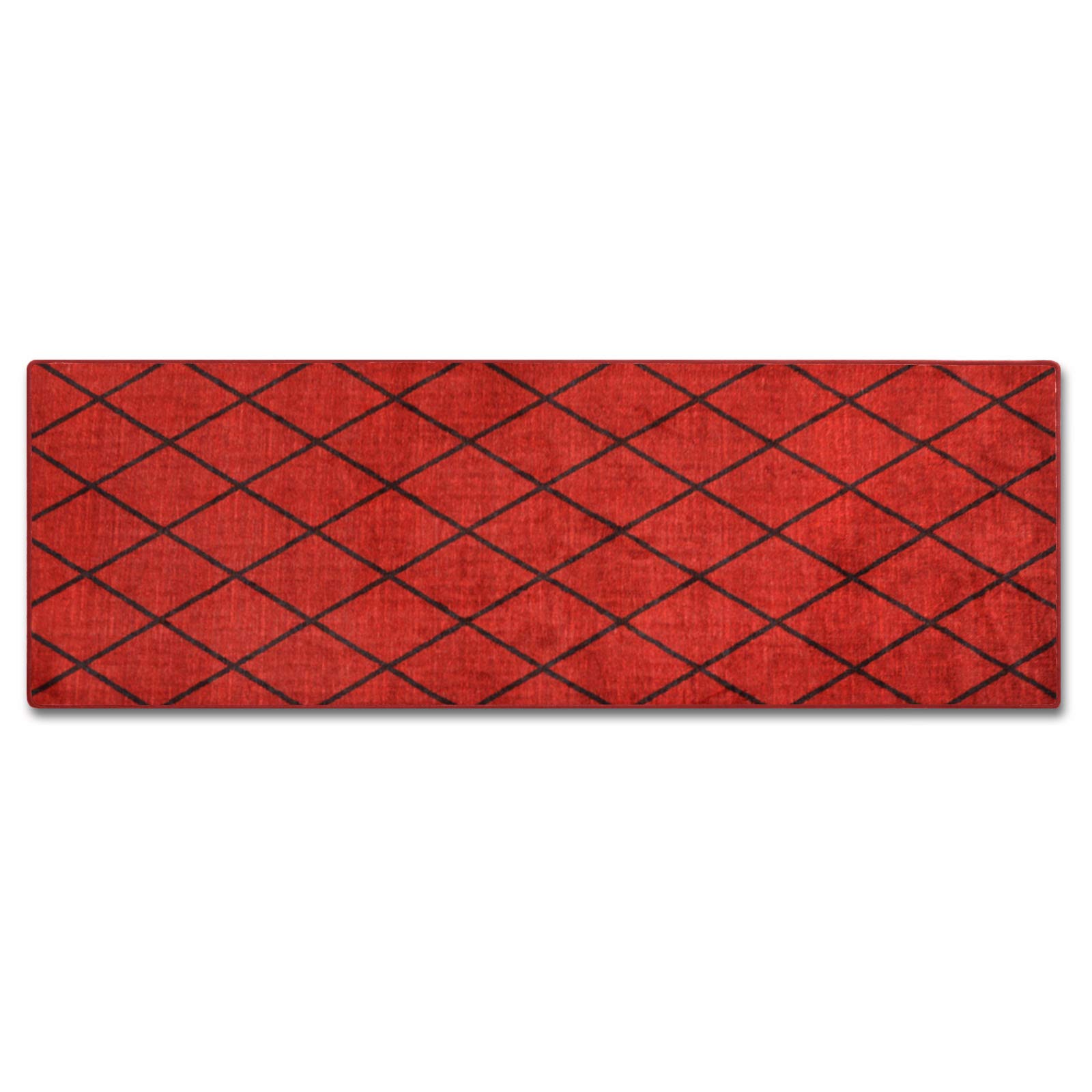 Floordirekt Cosenza Tapijtloper/modern ruitdesign, hoogwaardige afwerking, antislip gelrug, verkrijgbaar in 4 kleuren en vele maten, 80 x 300 cm, rood
