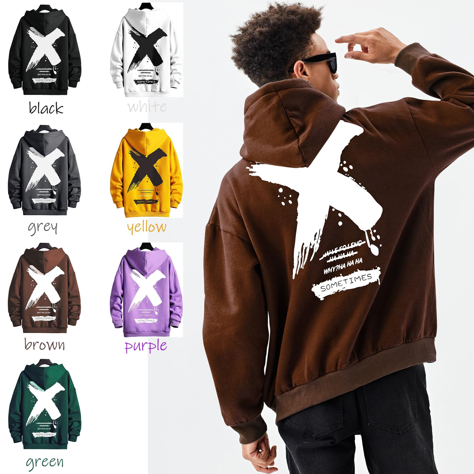 Moshtashio Felpa Uomo con Cappuccio Unisex Hip Hop a Maniche Lunghe Sweatshirt Pullover Uomo Felpe Stampa di Lettere Hoodie Uomo Autunno Inverno