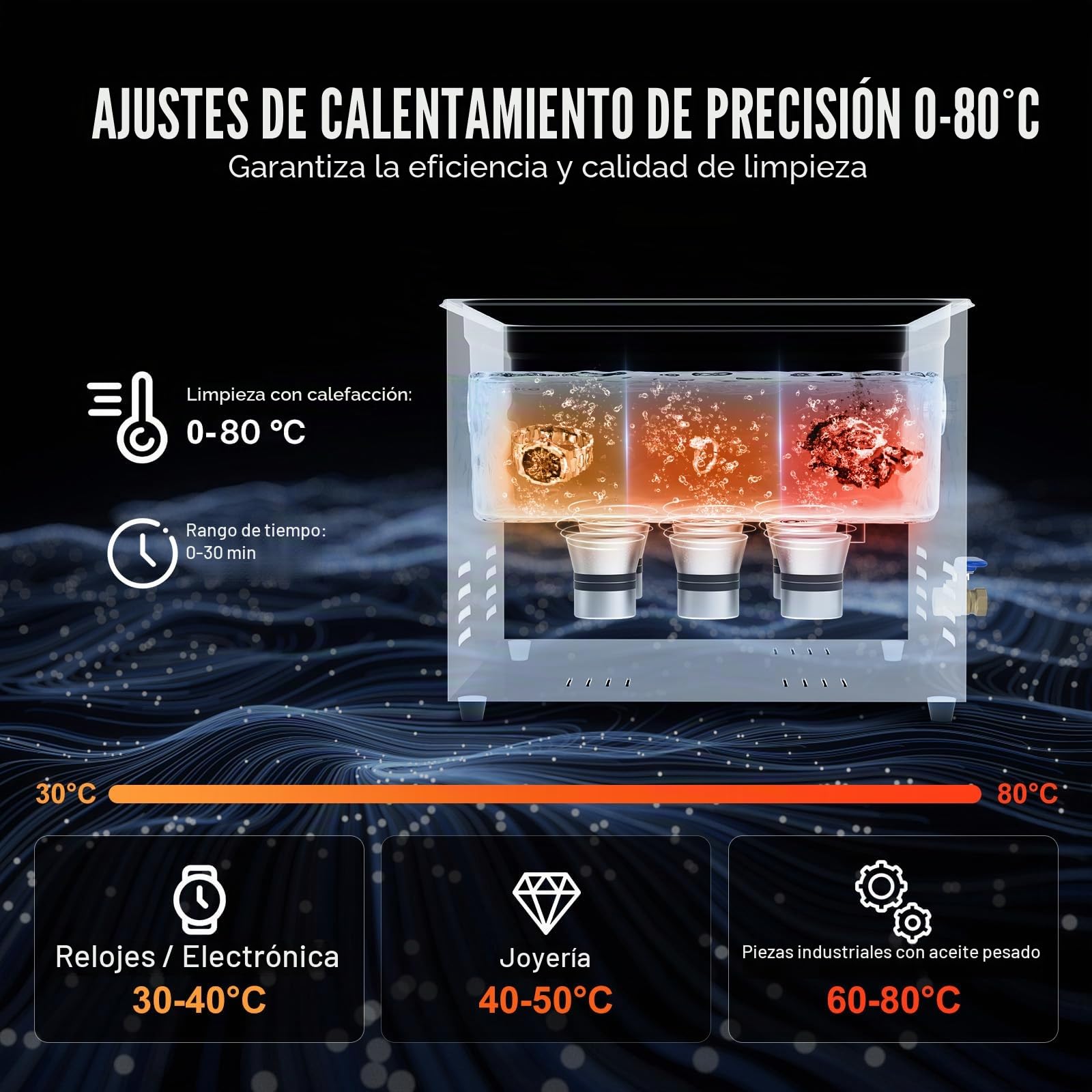 VEVOR Limpiador Ultrasónico 15 L con Temporizador y Calentador 360 W Limpiador Ultrasónico Digital 40 kHz con Cesta para Reloj Gafas Soporte de Joyería Piezas Industriales Herramientas Plata