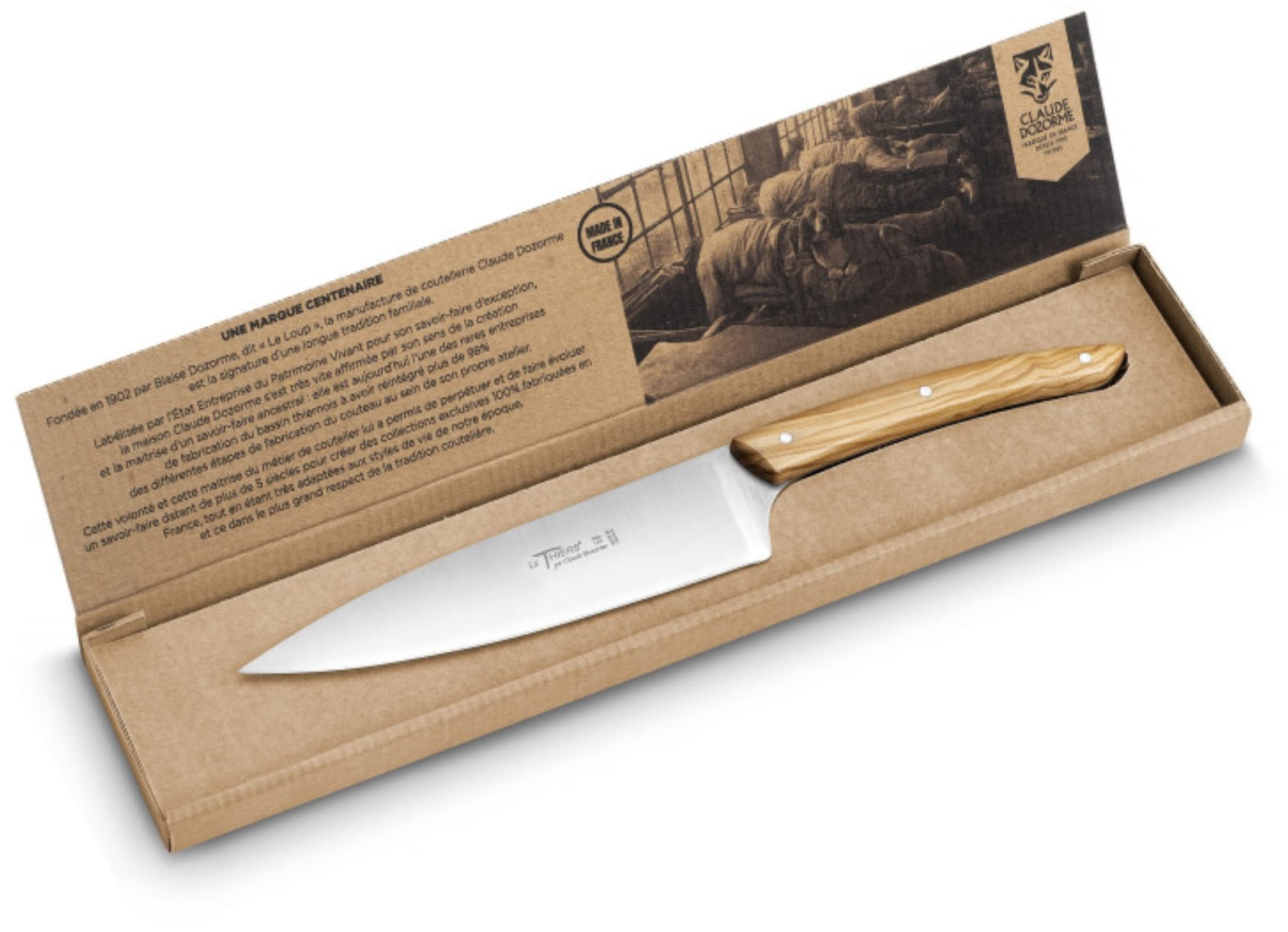 Claude Dozorme - Couteau de Cuisine Personnalisé avec Prénom Gravé - Fabriqué en France à Thiers - Cadeau pour Homme Femme : Fête des Pères, Papa, Mamie, Maman, Fête des Mères